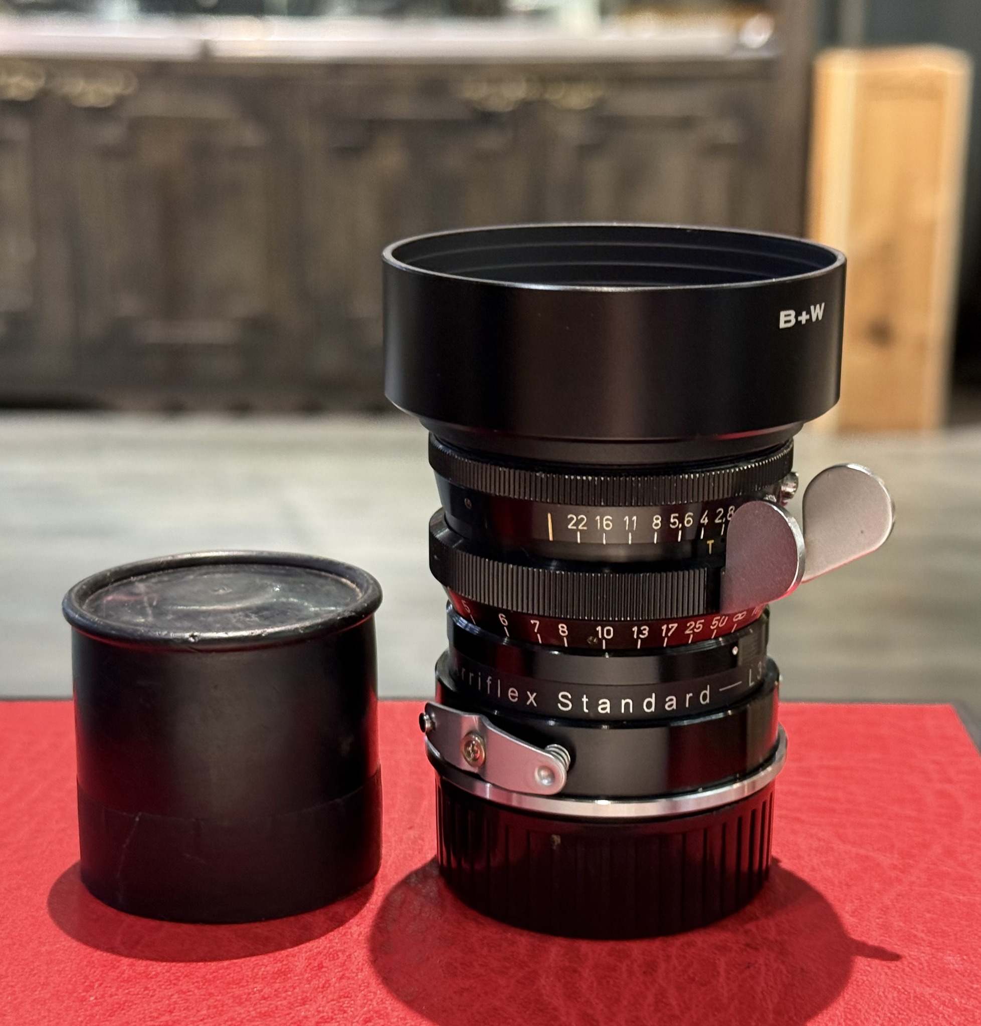 Schneider Arriflex-cine-xenon 50mm f2 lens with adapter to M39 and