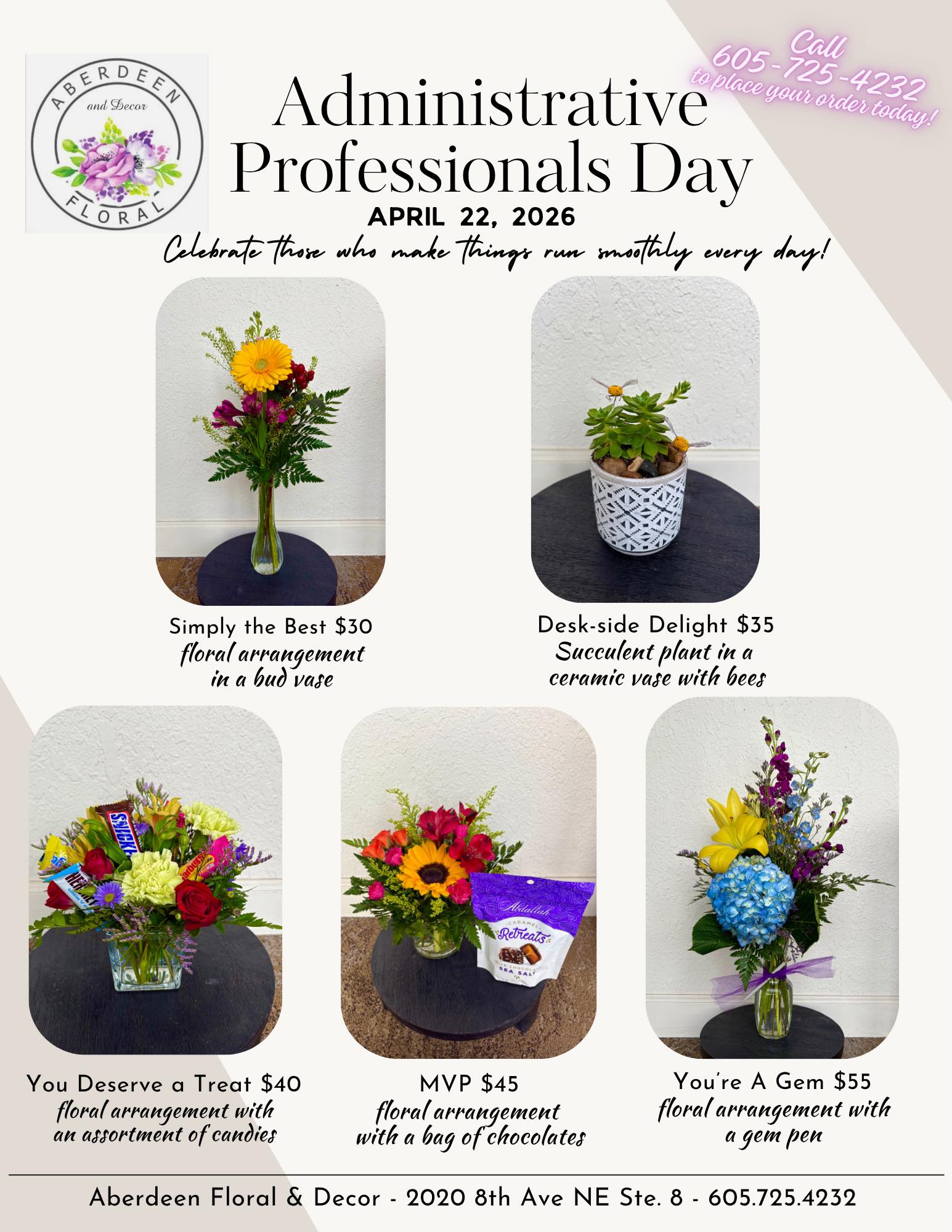 Just a reminder Administrative Professionals Day is this Wednesday 