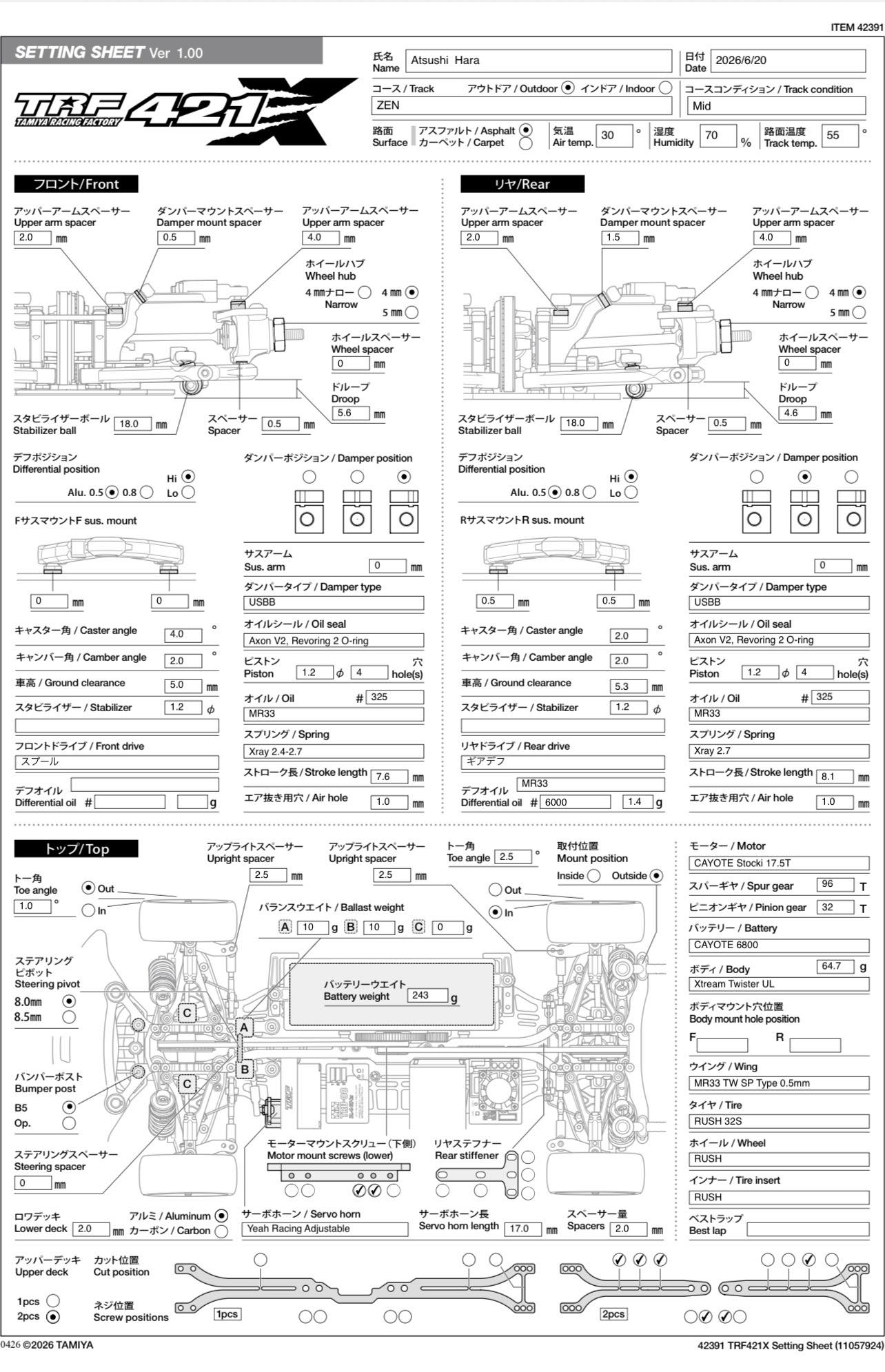 Excellent set-up info from Atsushi Hara RC Pro Driver for the