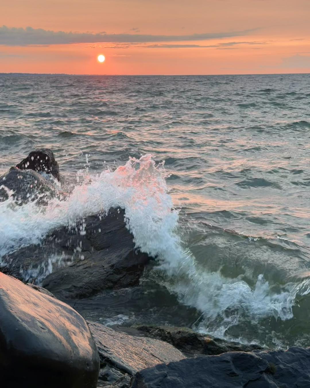Tonight's very orange sunset, captured from Webster, NY.