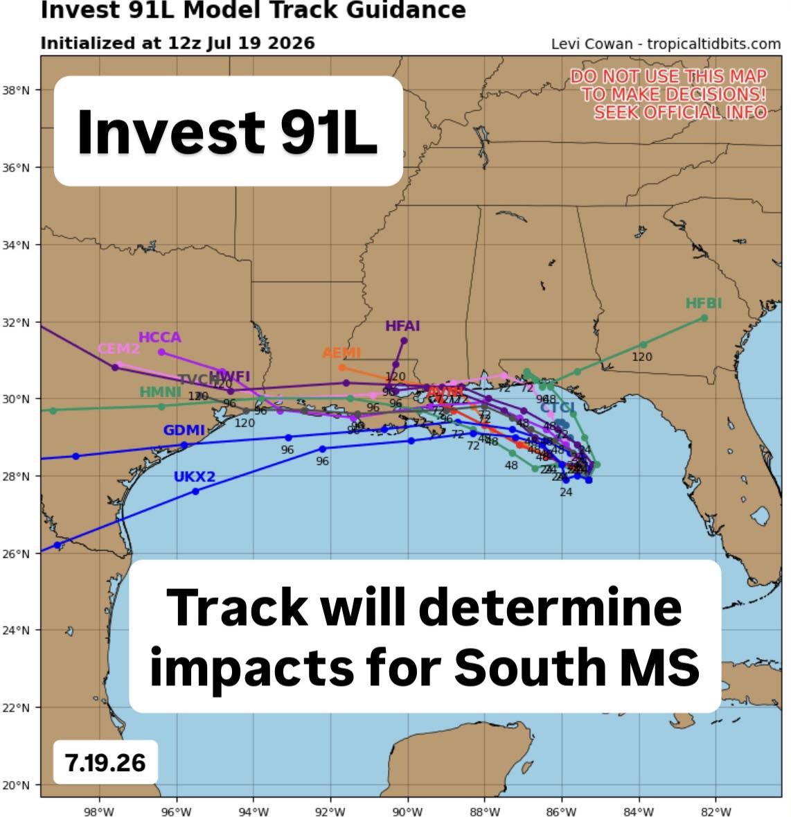 Hurricane a global weather model tracks continue to drift 91L