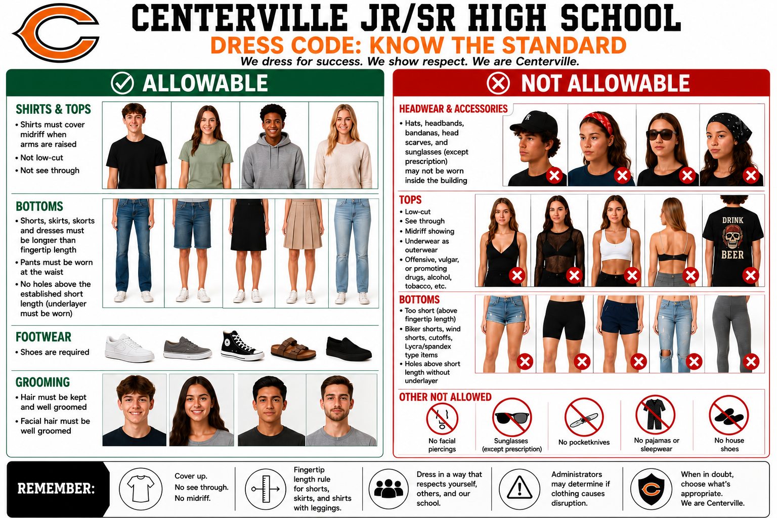 Centerville ISD dress code guidelines for students