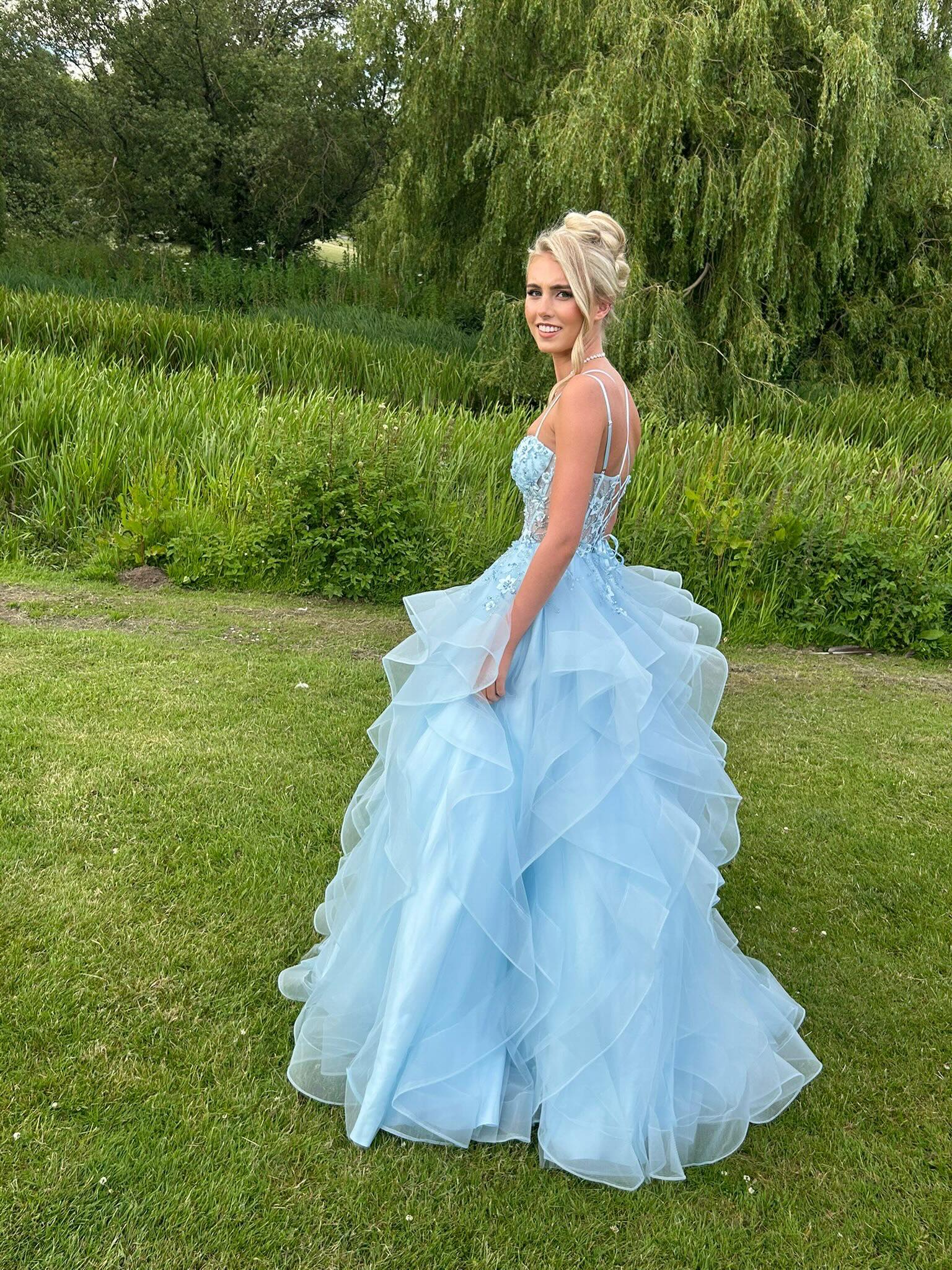 prom makeup for a light blue dress hair my beautiful daughter and her bestie by Gracie ✨ Hair by Gracie by Alaina Color:Petal Pink mensuits Womens Friends Like These