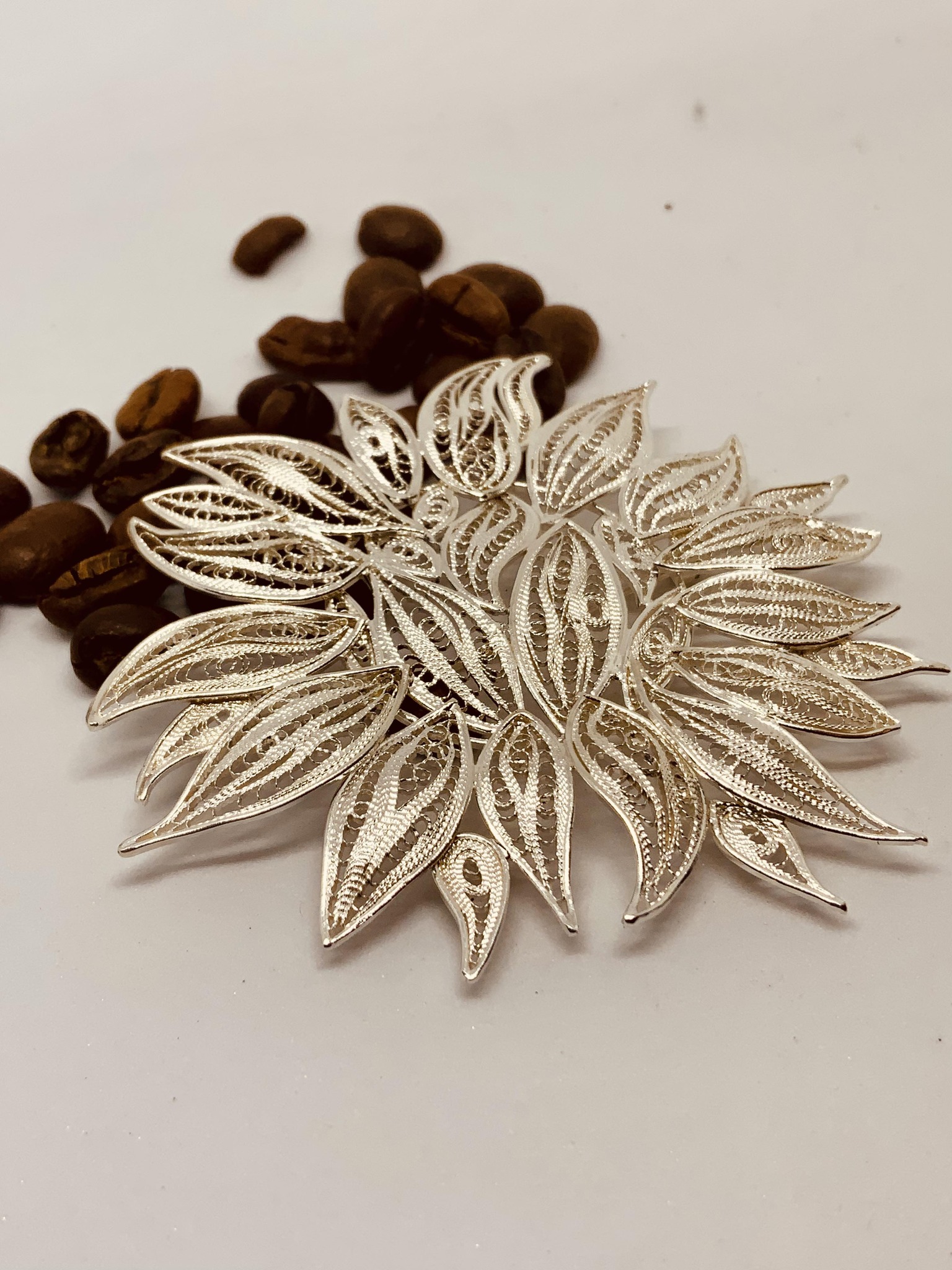 Broche En Argent Filigrané 950 – Occasion, Pièce Unique
