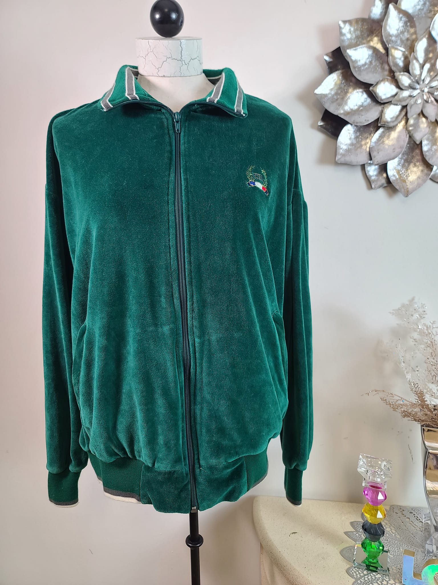 Vintage 80s Christian Dior Monsieur V-Neck Sweater Olive Green