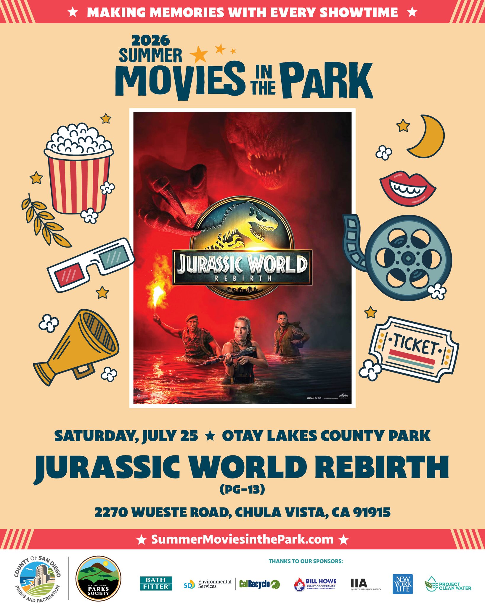 🎬 Jurassic World Rebirth 🗓️ Saturday, July 25 📍 Otay Lakes