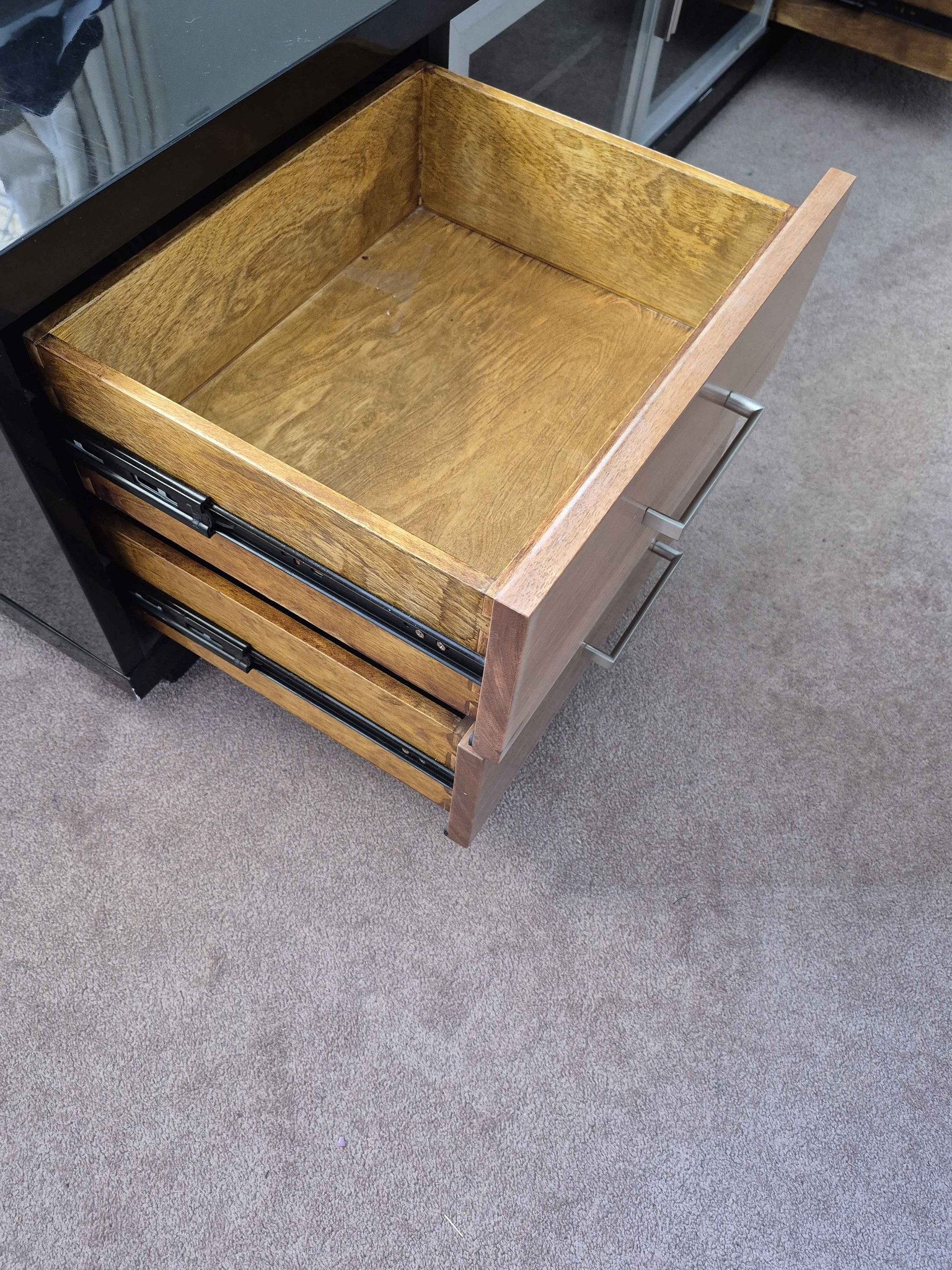 Marri and black lowline TV unit - Entertainment Units & TV Stands ...