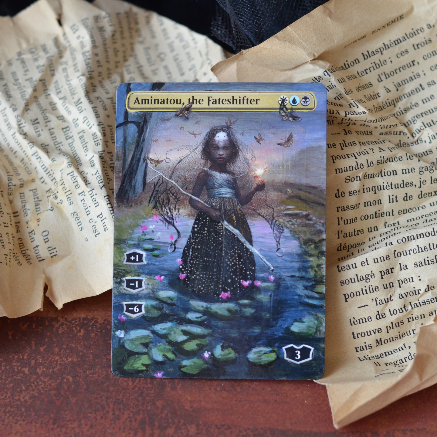 Altered MTG stasis card with Seb McKinnon artwork and painted