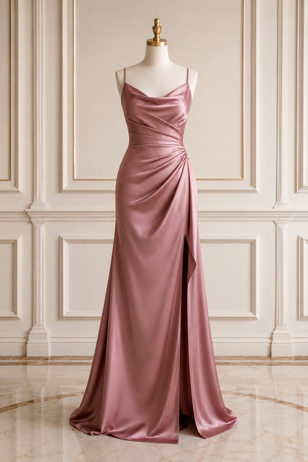 luulla bridesmaid dresses Dusty Rose Pink Satin Cowl Neck Dress. https://www.luulla .com/product/2288325/dusty-rose-pink-satin-cowl-neck-ruched-slit-floor-length- bridesmaid-dress You could choose color boho dresses for woman Queen Elizabeth II Glistens Color:Silver Ivory