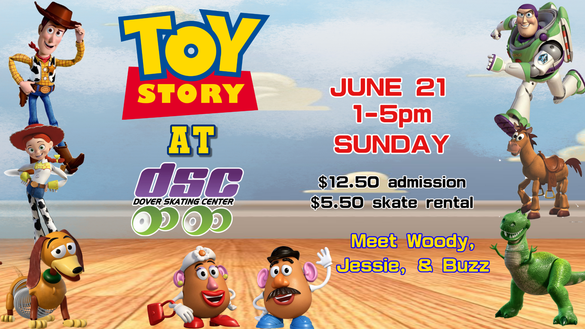 Toy Story event at Dover Skating Center on June 21st