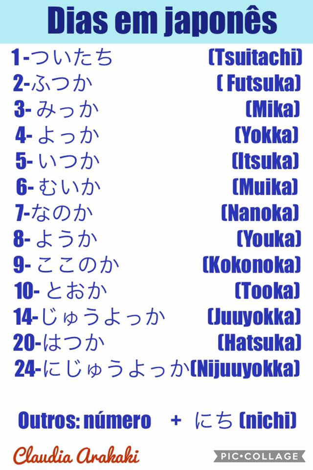 日々の市　2口 Sabem falar os dias em japonês? Do 1 a 10 e o 14, 20 e 24 tem um