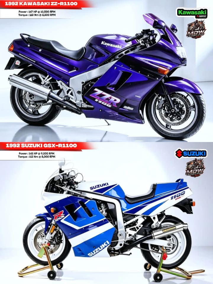Launched in 1994, the Kawasaki ZX-9R and Suzuki RF900R were built
