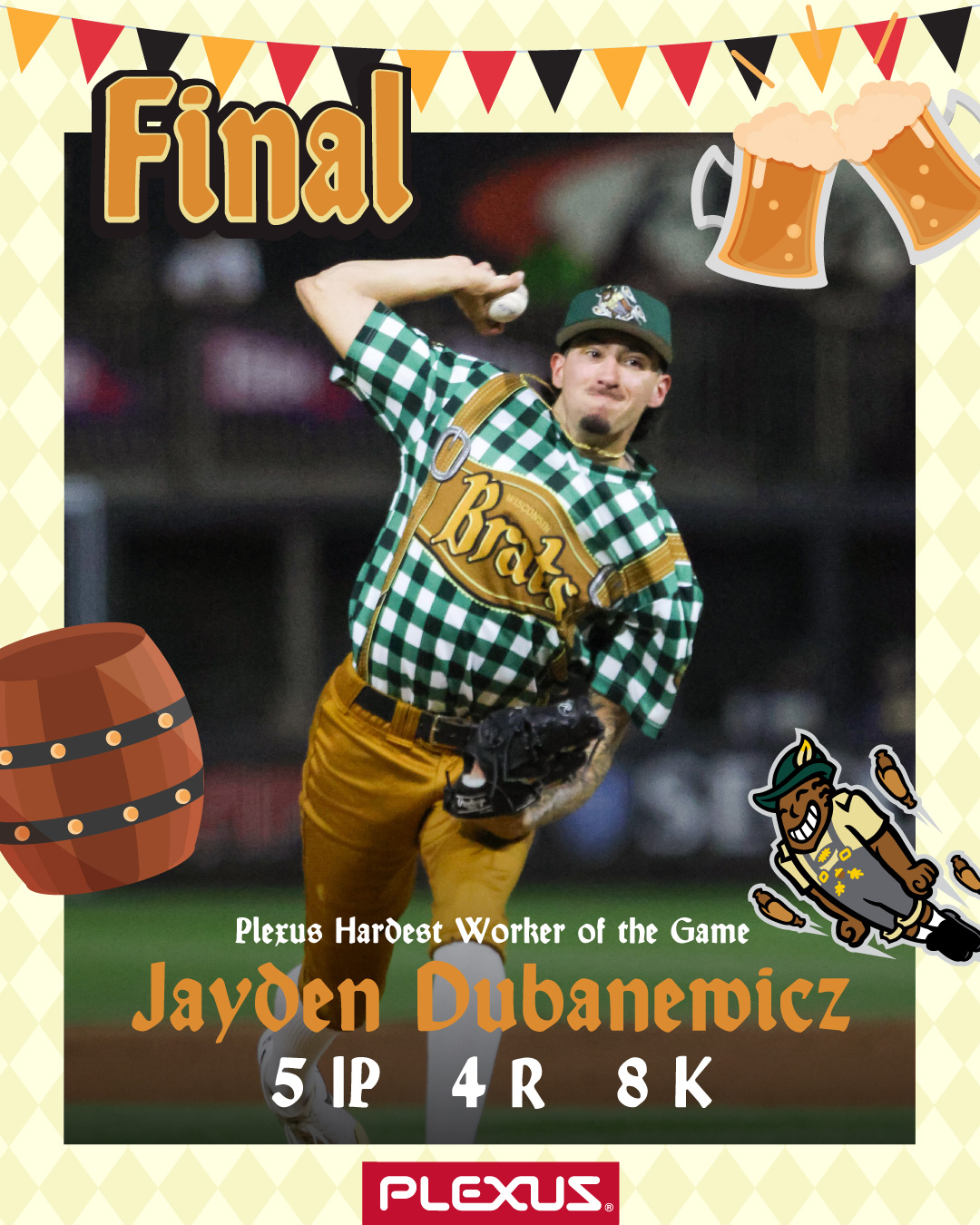 Jayden Dubanewicz earns Plexus Hardest Worker of the Game