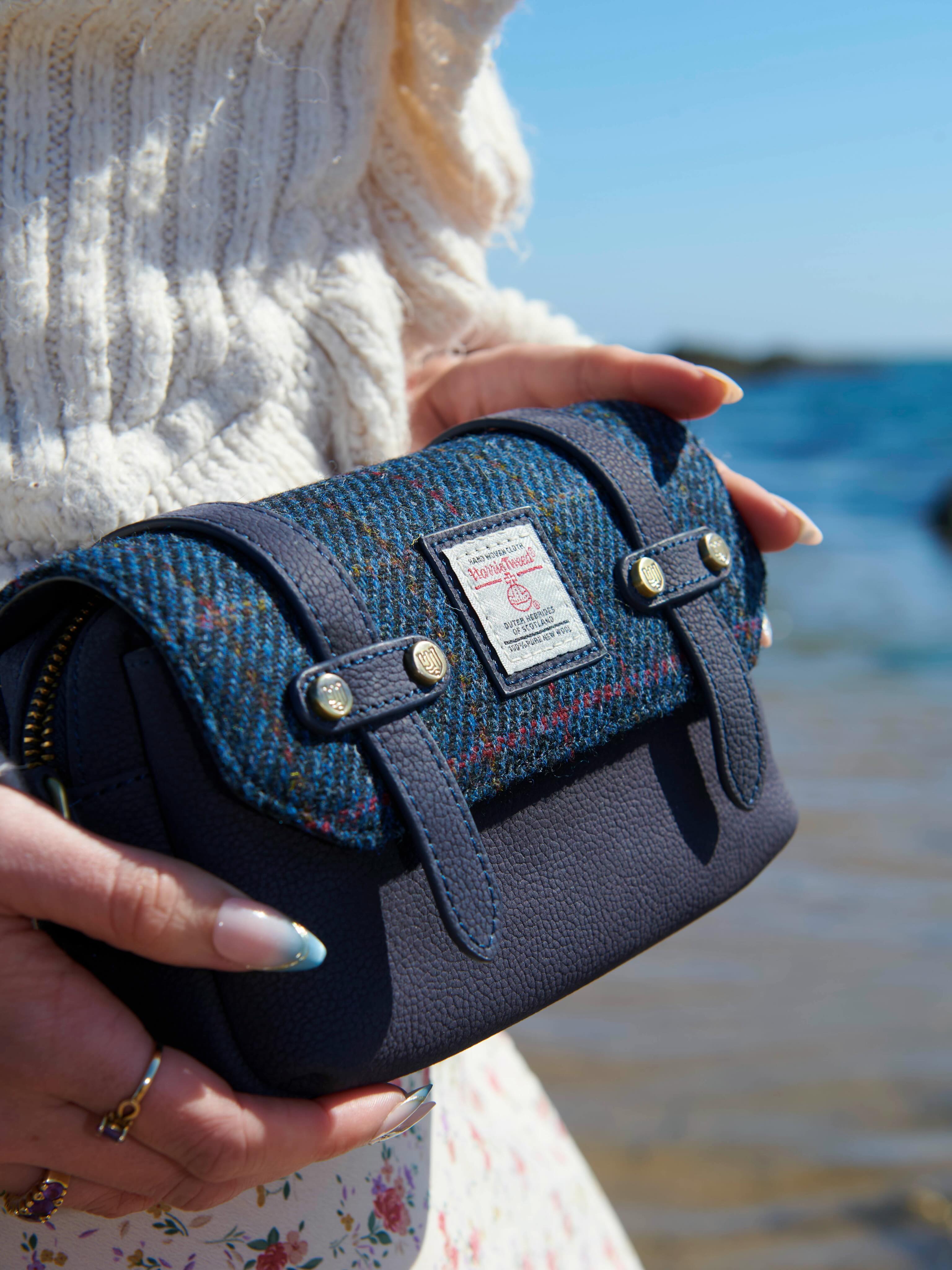 The Skye Mini Satchel: Authentic Harris Tweed® paired with genuine 