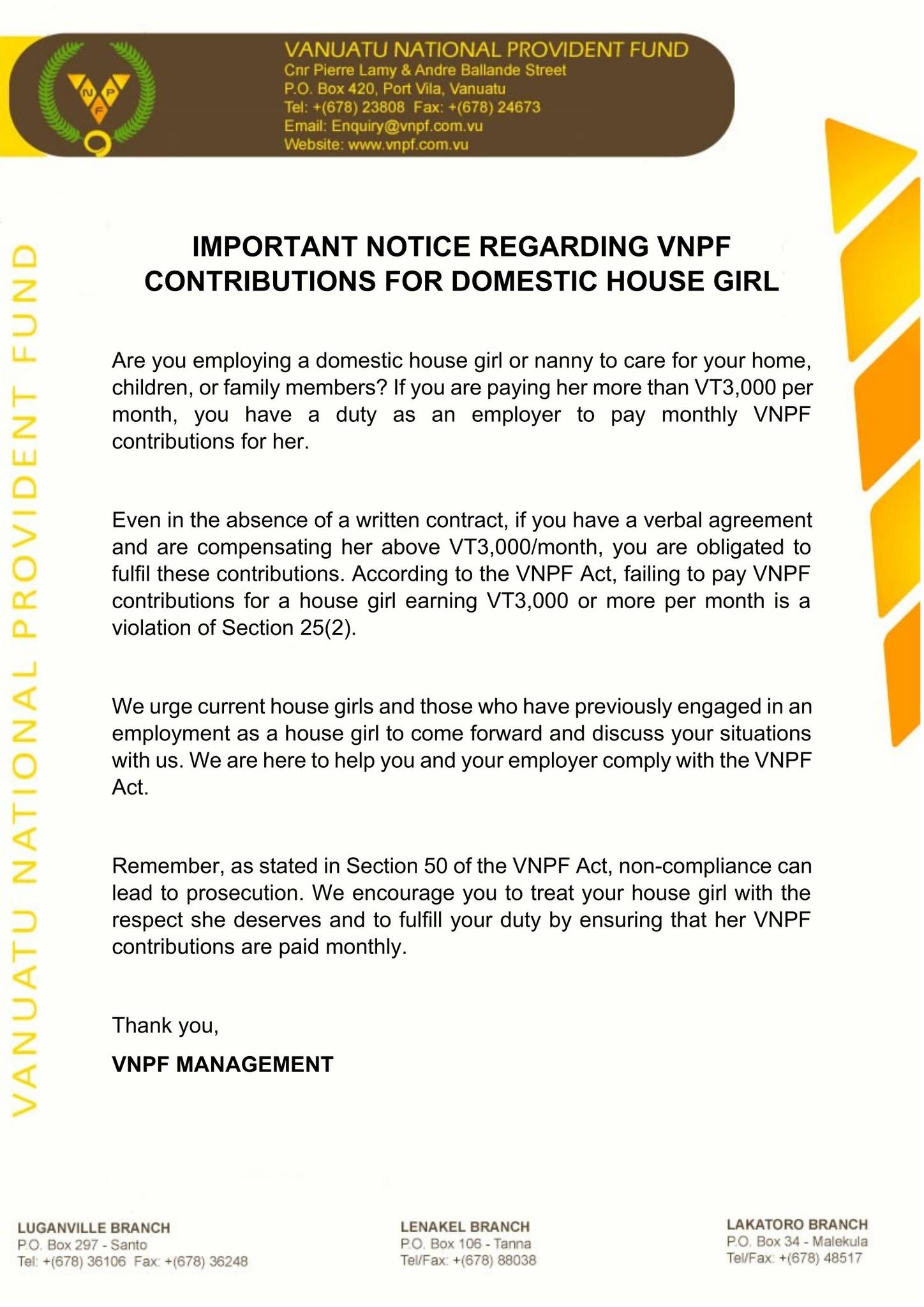 Vanuatu National... - Vanuatu National Provident Fund