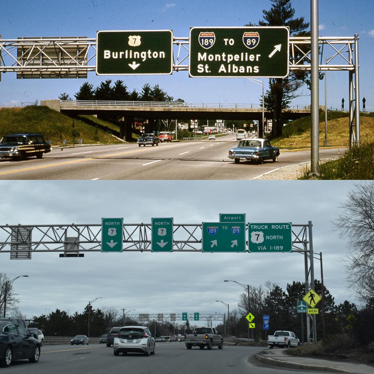 1966 vs today in Burlington, Vermont. Photos from Jim Lindsay and