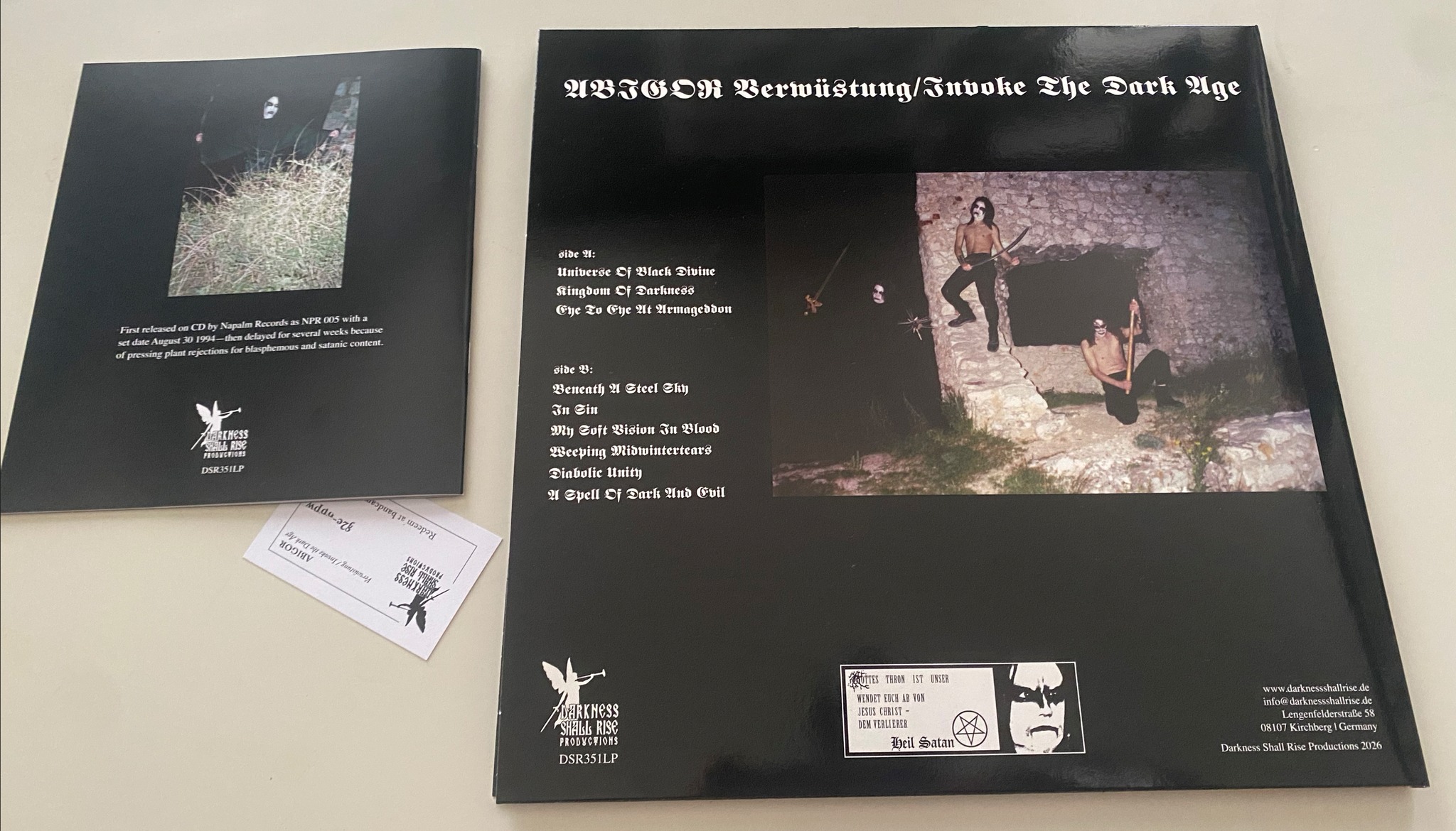 VERWÜSTUNG / INVOKE THE DARK AGE 1994 LP ARRIVED! Like Nachthymnen 