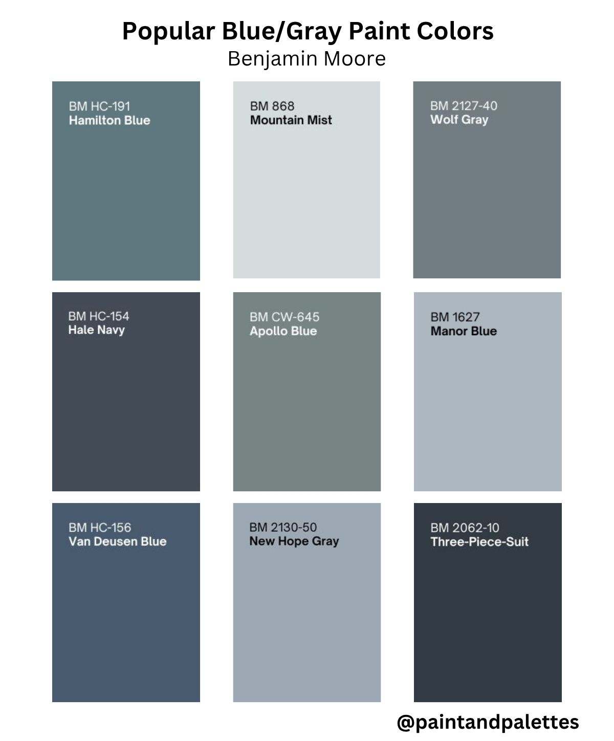 Popular blue/gray paint colors by Benjamin Moore paint