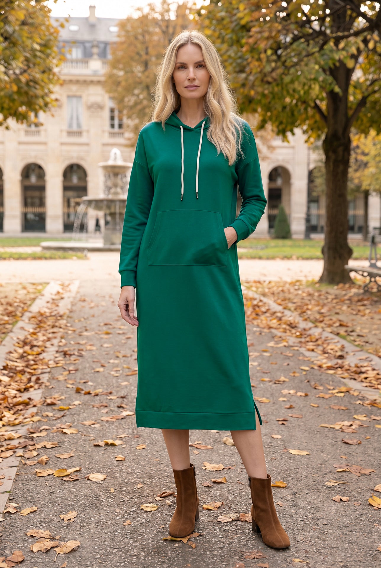 hoodie dress green Nuggles in black, teal, brick red, and light navy Detachable Sleeves