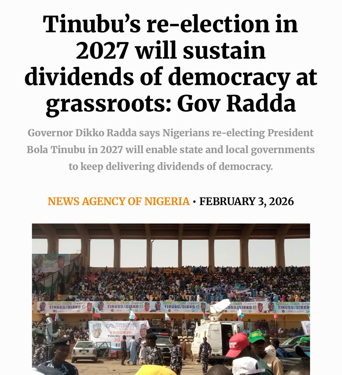 Peoples Gazette - Governor Dikko Radda says Nigerians... | Facebook