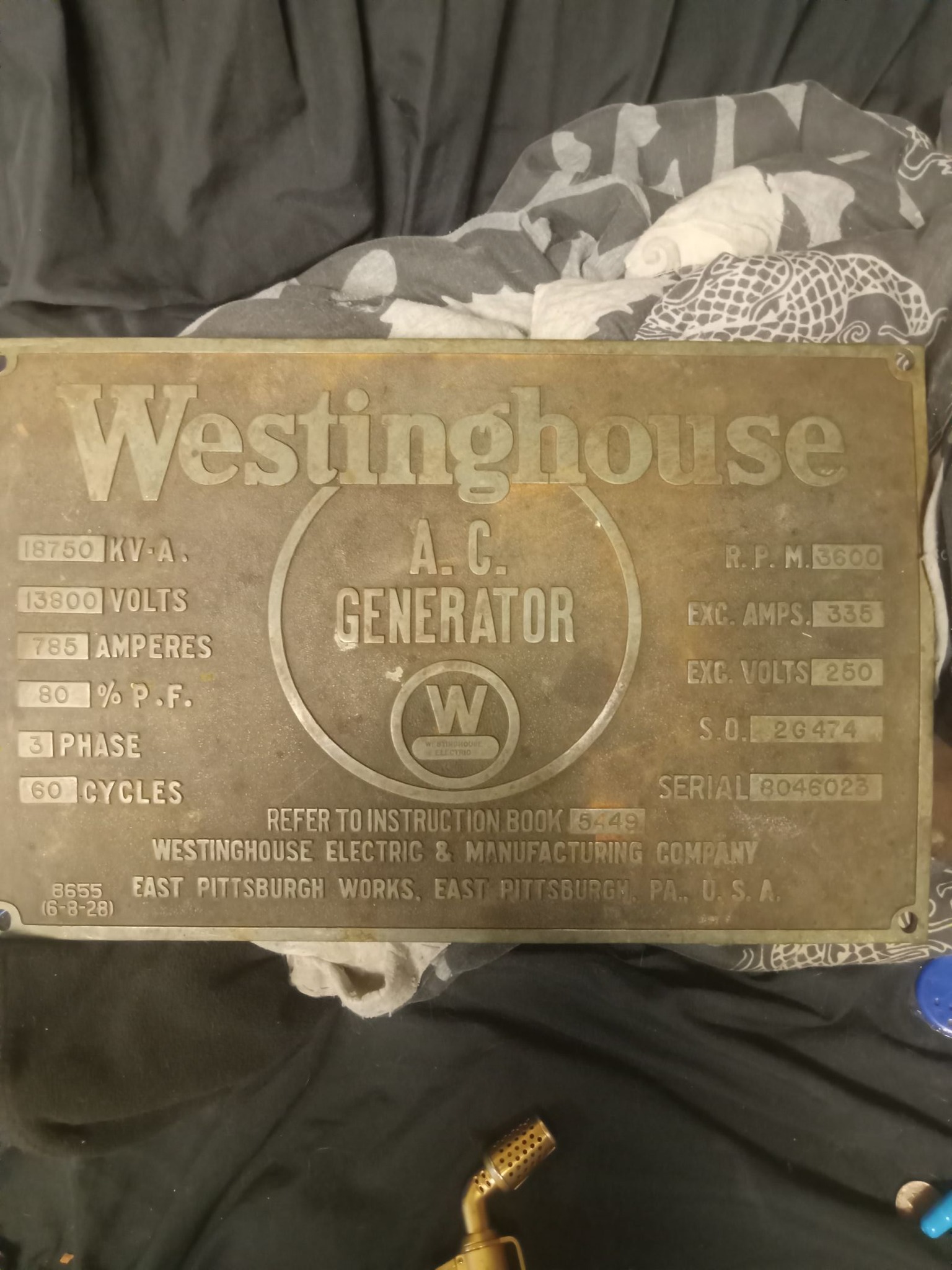 Vintage 1920's General Electric brass emblem plaque