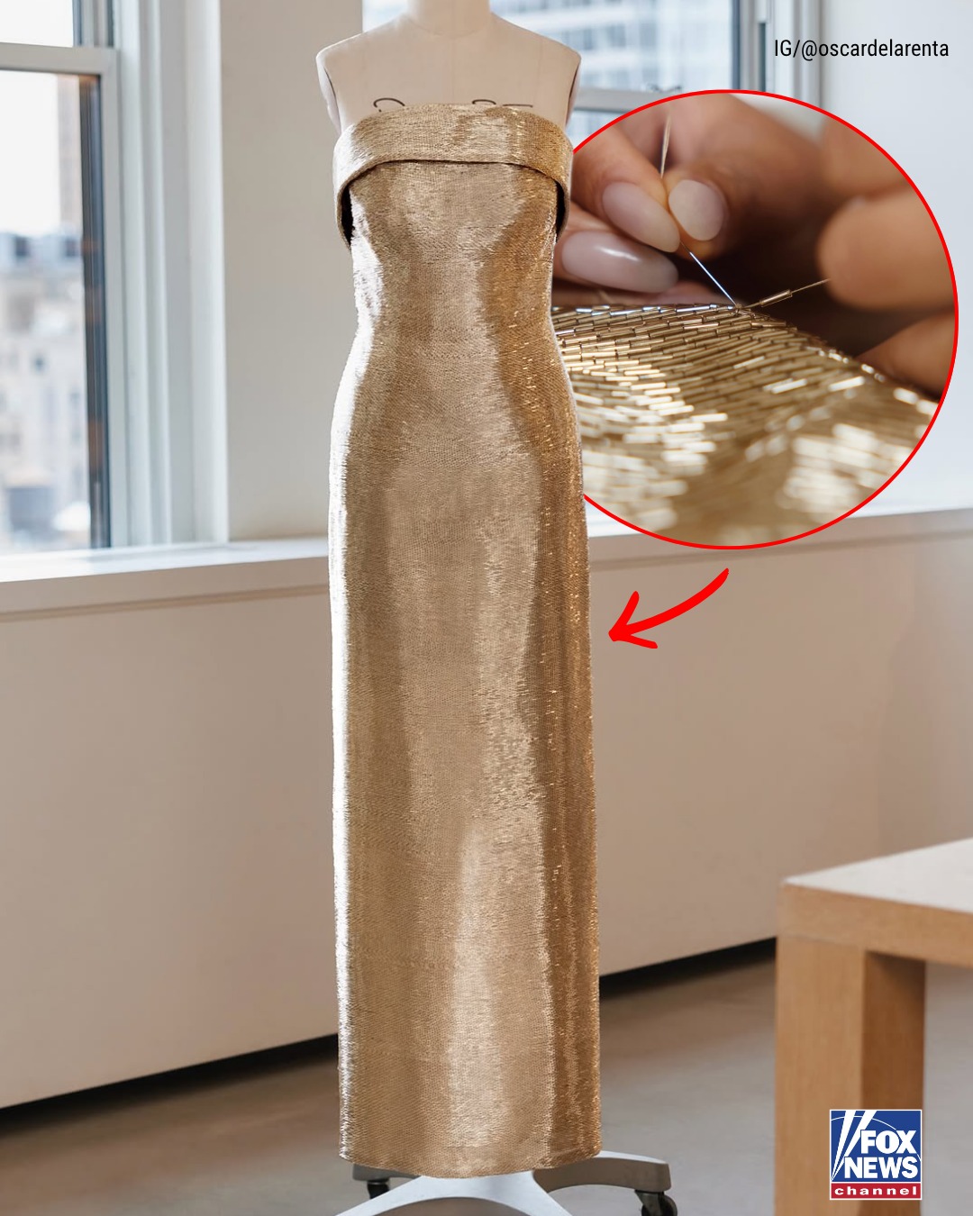 second lady dress ✨ Usha Vance stuns in a custom gold Oscar de la Renta gown at the White House state dinner for Chinese President Xi Jinping. The dazzling strapless column gown is x-mappingIndex:23062-56474