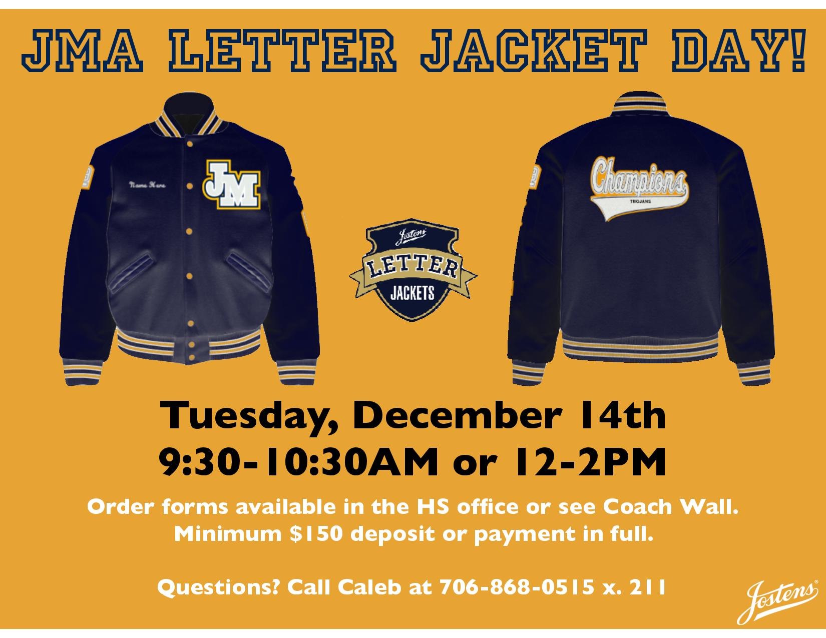 JMA John Milledge Academy - It's letterman jacket time! Order Form ...