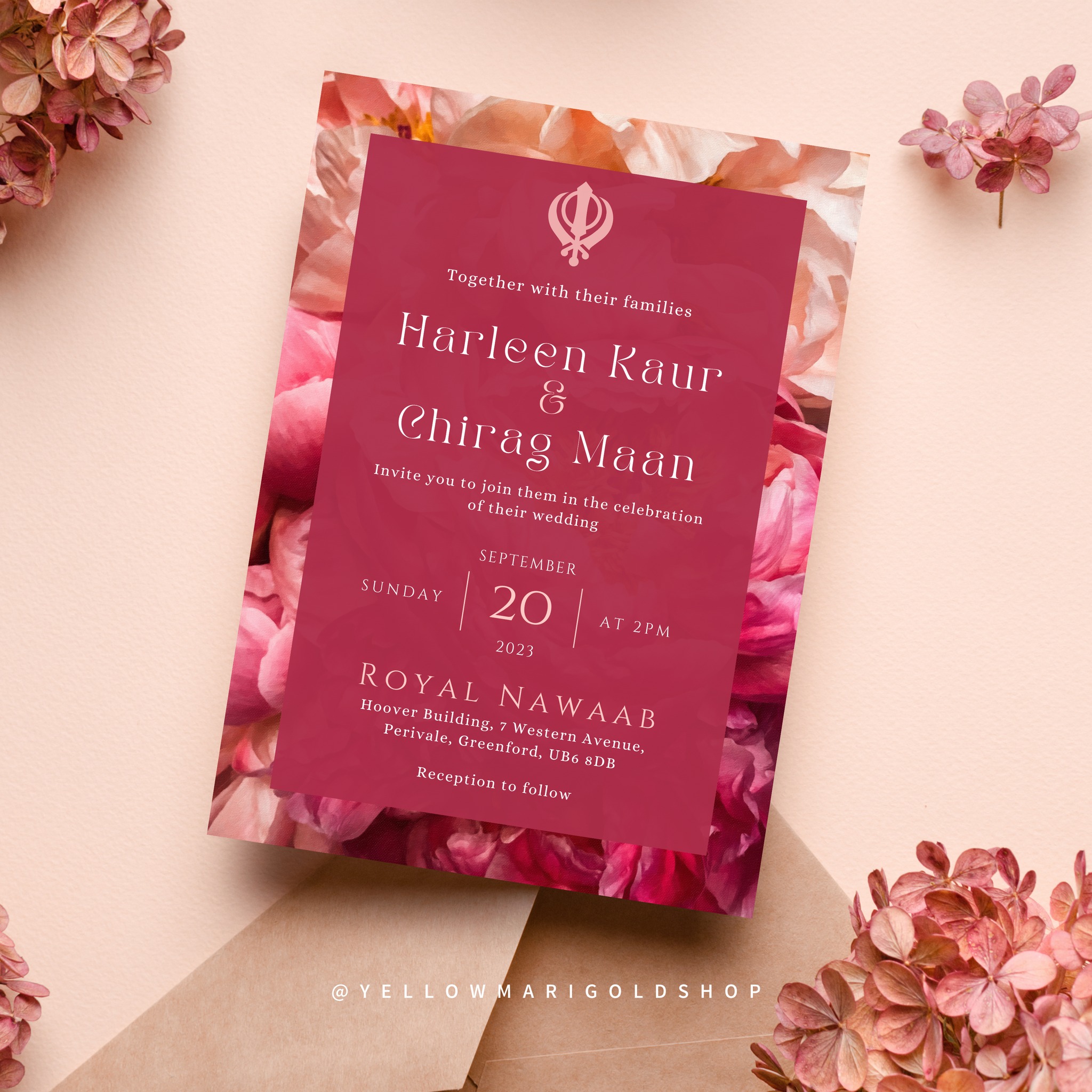 Yellow - Peony Chiffon Collection | Digital Canva Template | Invitation ...