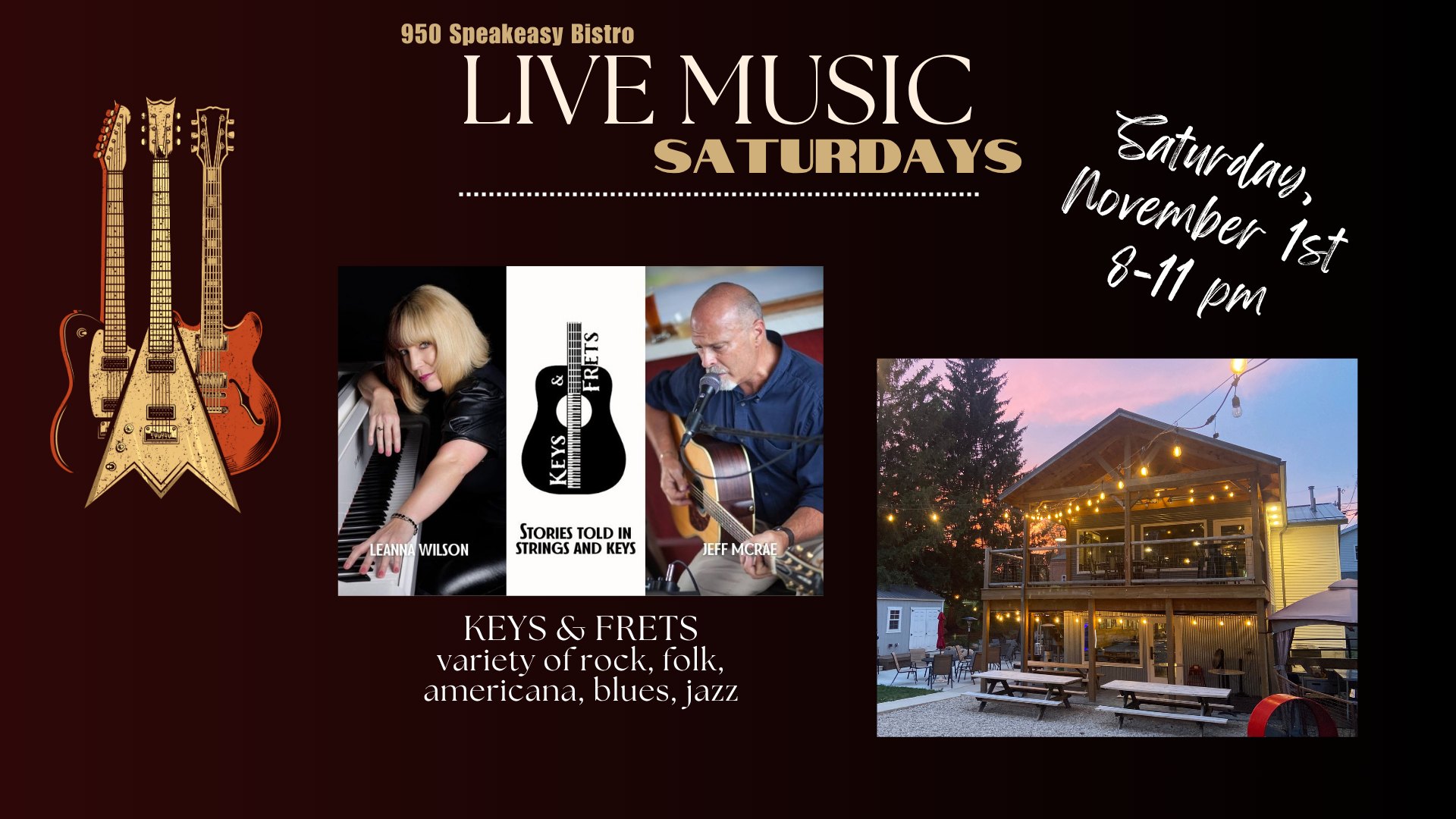 950 Speakeasy Bistro Live Music Saturdays featuring Keys & Frets!