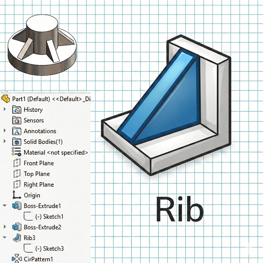 Cộng Đồng SolidWorks Việt Nam | Đầu tiên , Rib là tạo gân tăng cứng ...