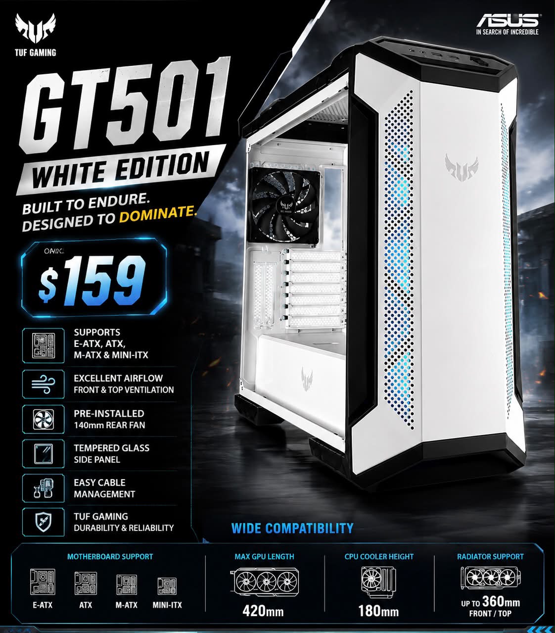 Asus TUF Gaming GT501 white edition PC case