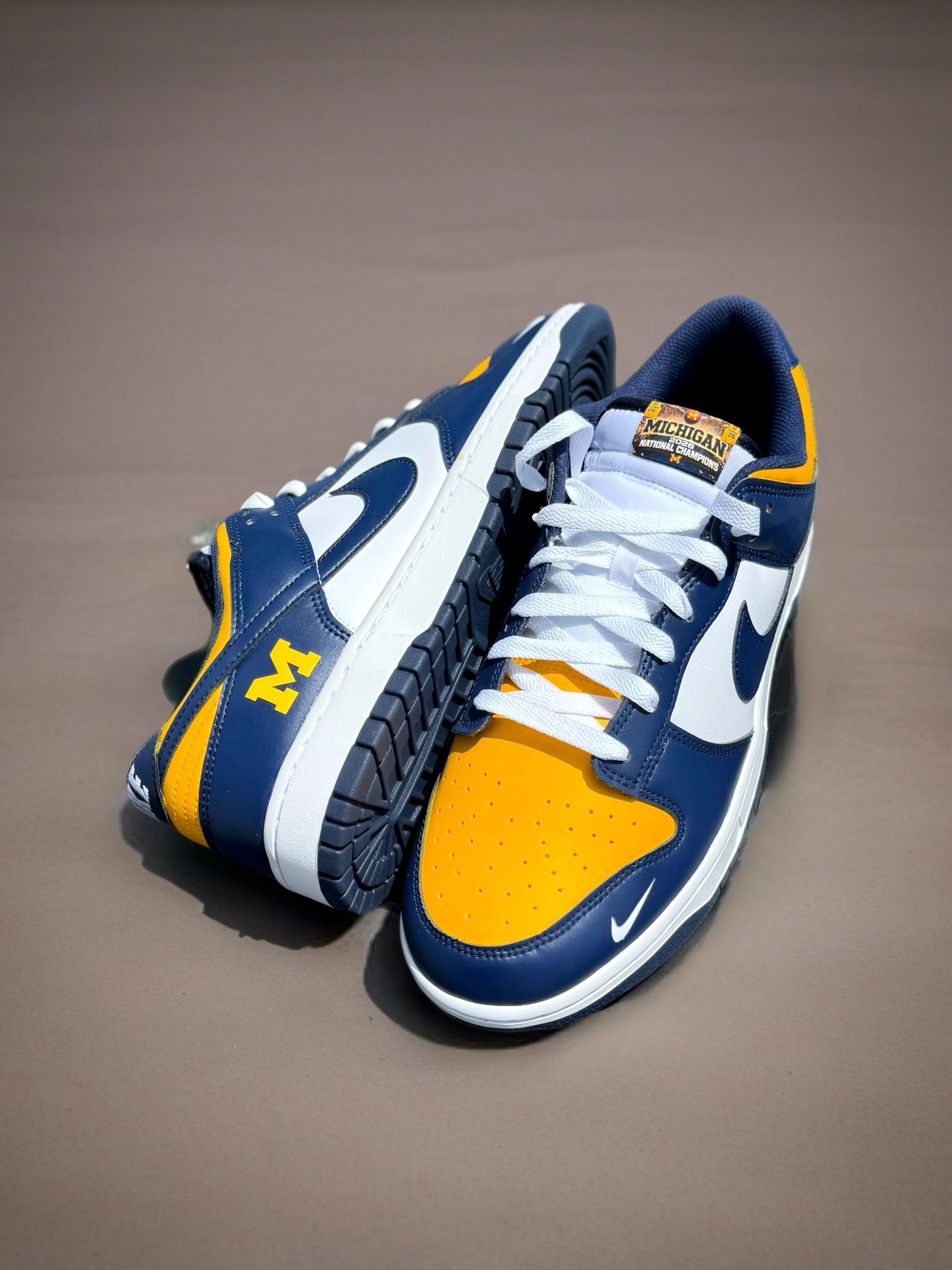 Detailed look at theCustom Michigan Nike Dunk lows, shoutouts to