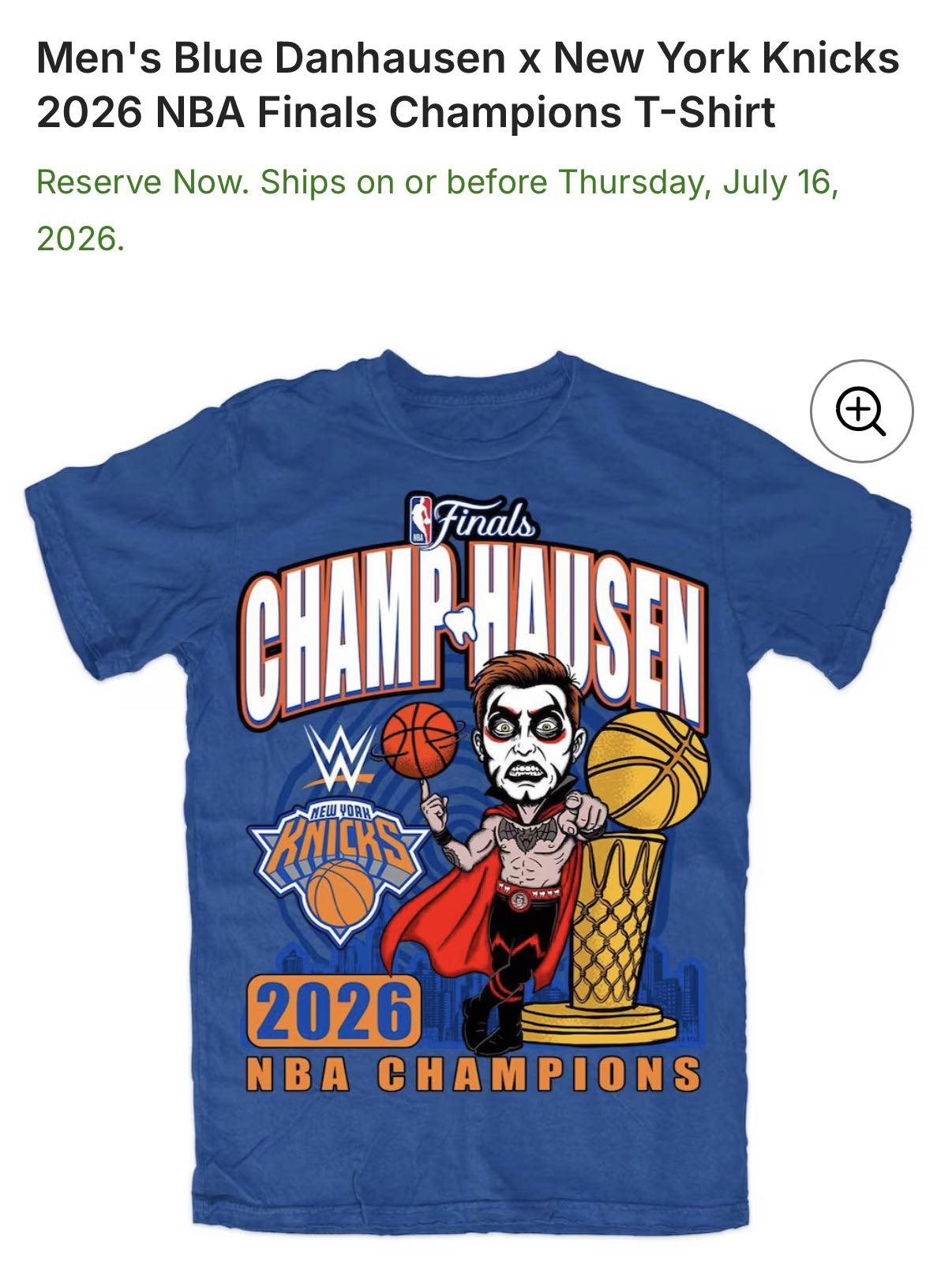 WWE Shop is already selling a Danhausen NY Knicks Champhausen t