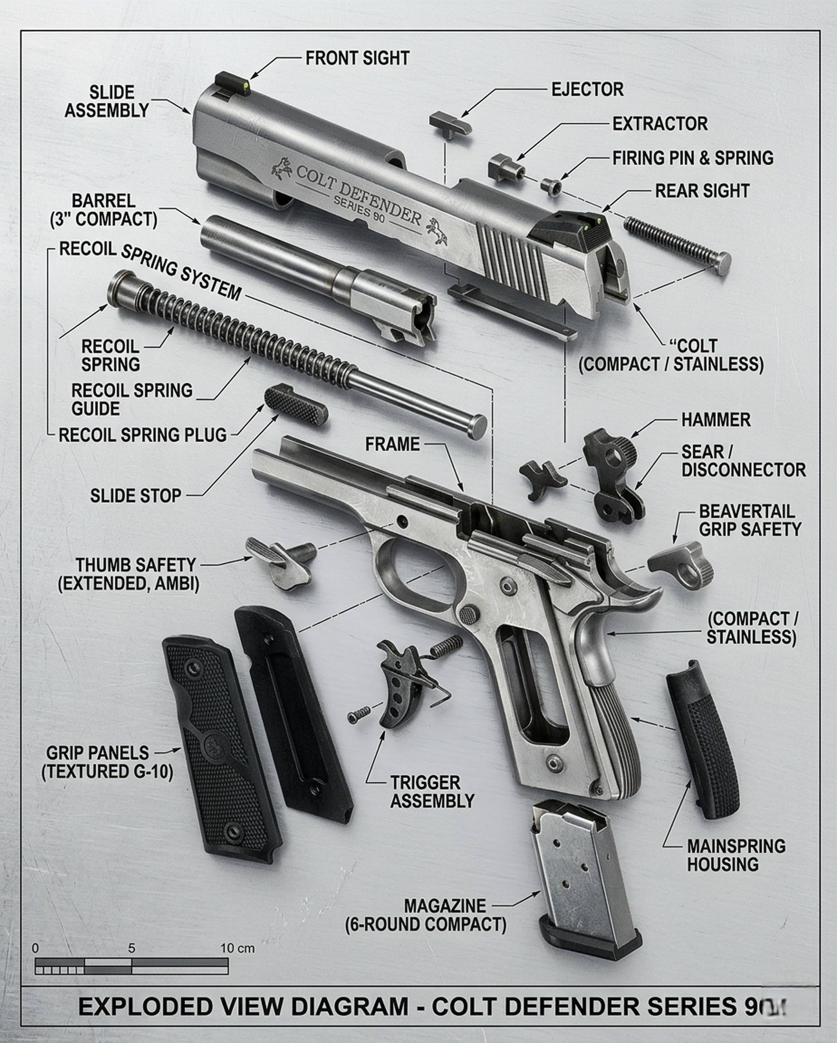 Inside the Colt Defender Series 90 — A Complete Exploded View
