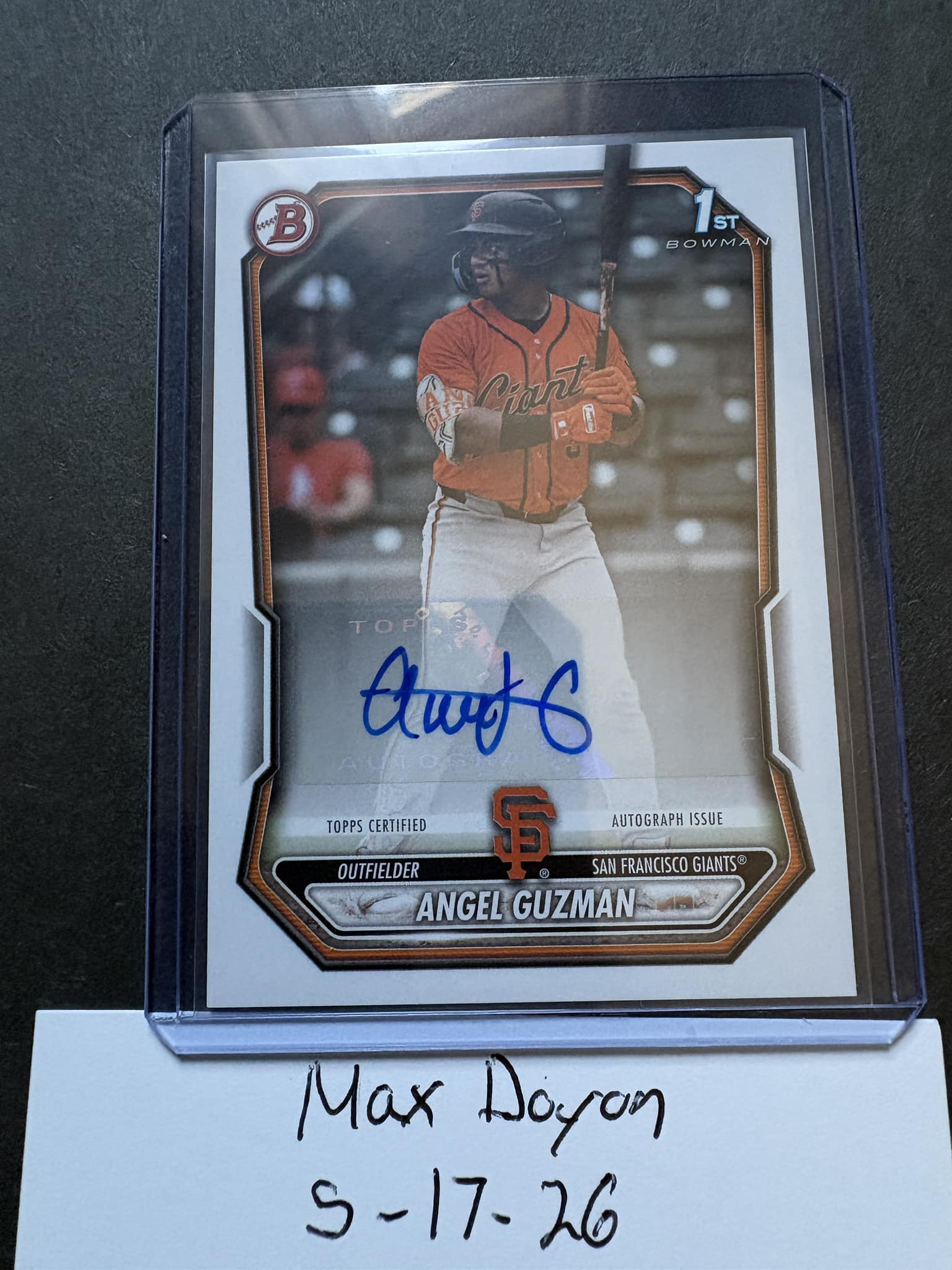 Angel Guzman 1st Bowman autograph card for sale