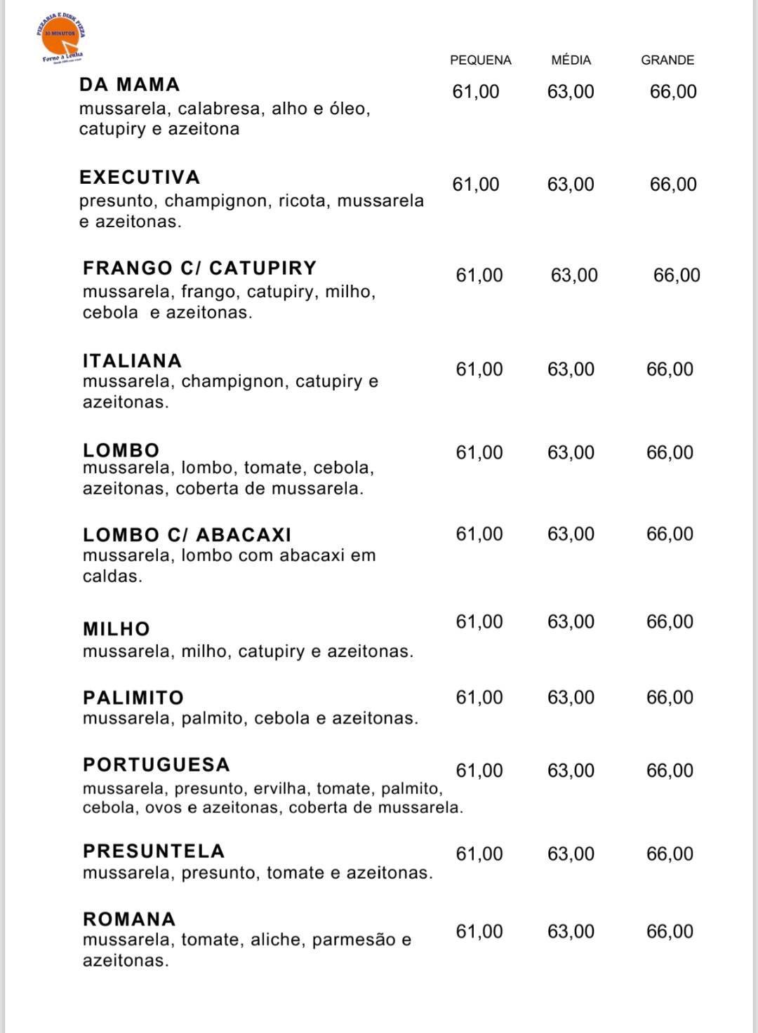 Cardápio 🍕 Pedidos: 3422-1231 / 99783-0337 (Não atendemos