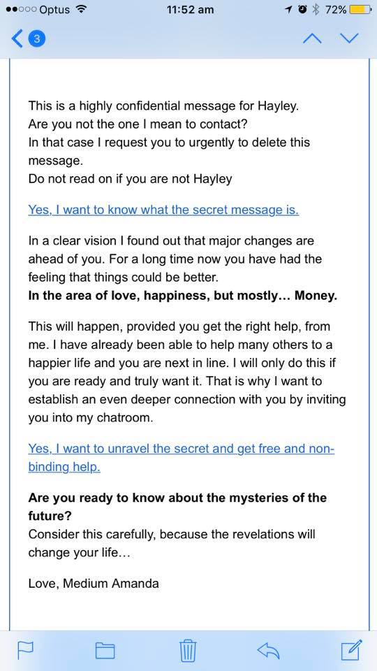 Be Mindful Of Spam From Mediums Or Hayley David - 