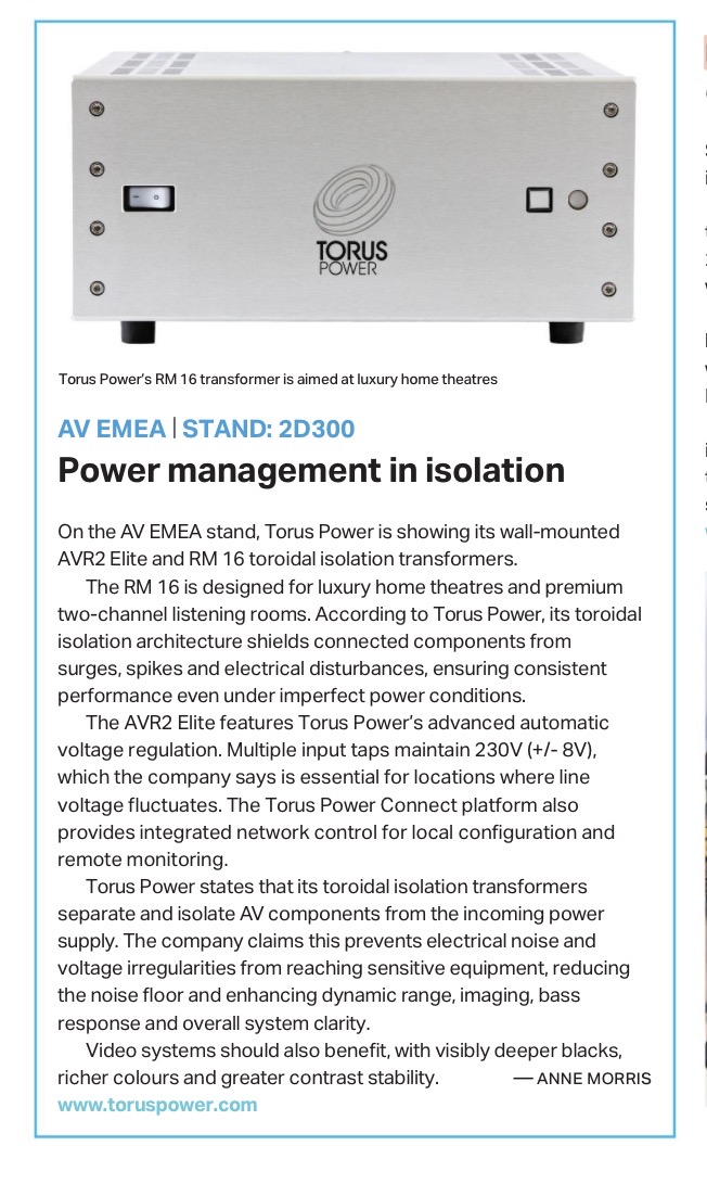KMB - The ISE 2026 show daily featured Torus Power in its show coverage ...