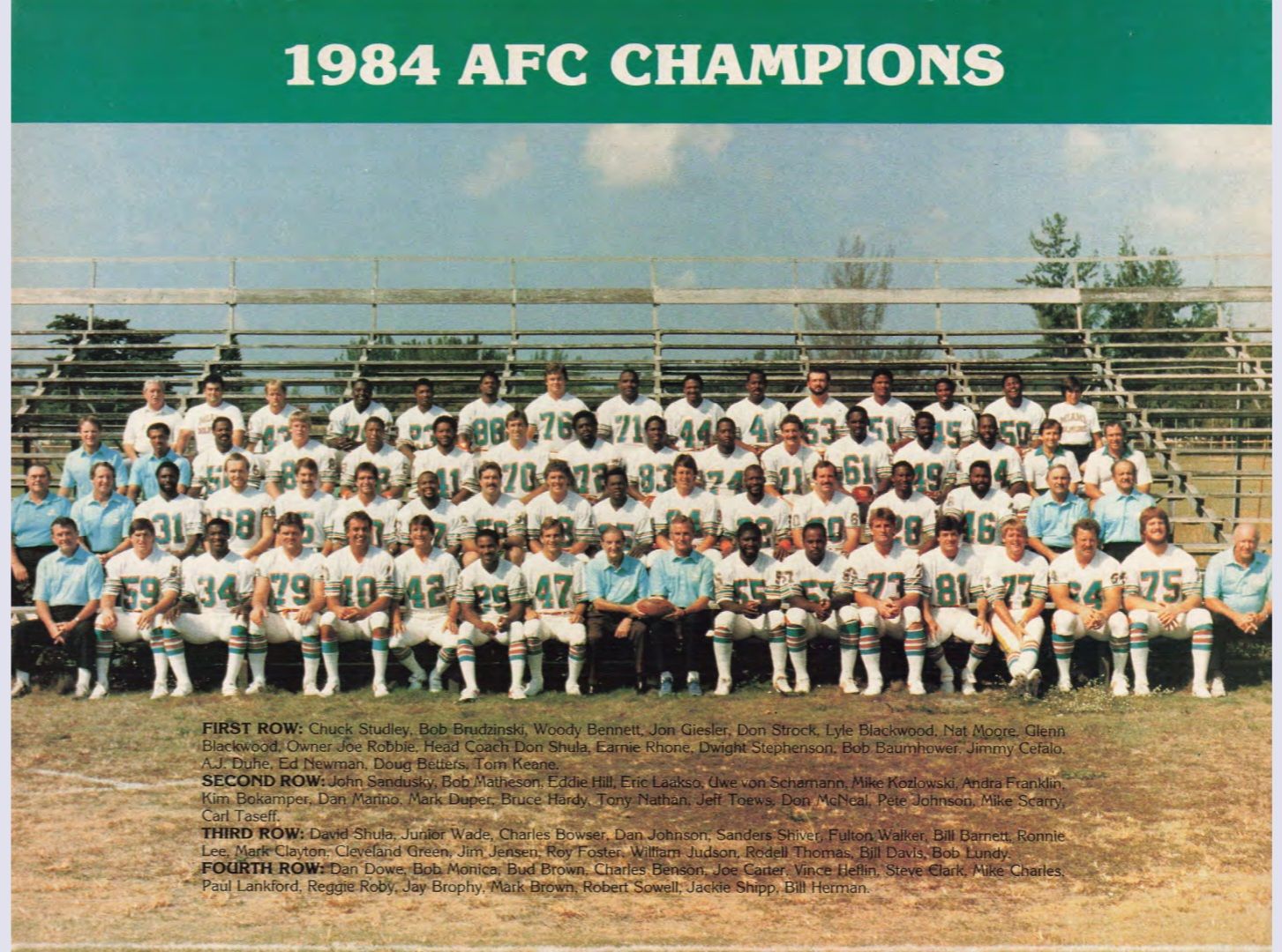 Here's a team photo of the 1984 Miami Dolphins taken at the team's