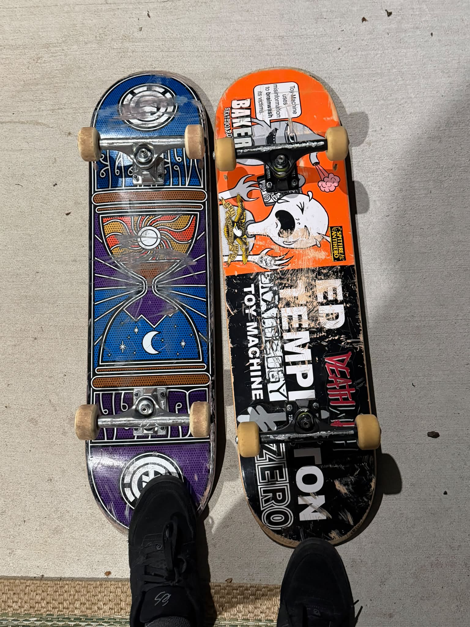 Skater's new Toy Machine deck setup with Thunder lights