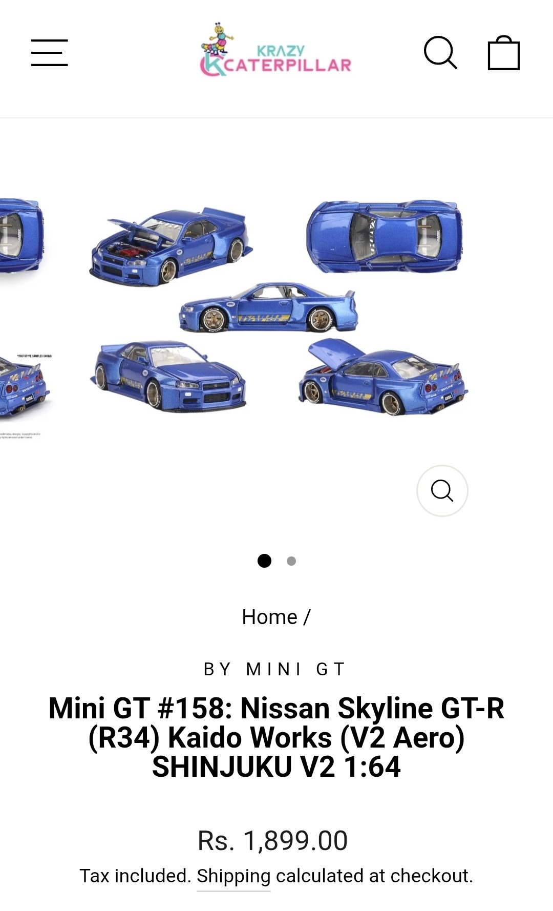 Figurine Mini GT 1:64 Nissan Skyline GT-R R34 Kaido House Édition Shinjuku - Neuf Sous Boîte