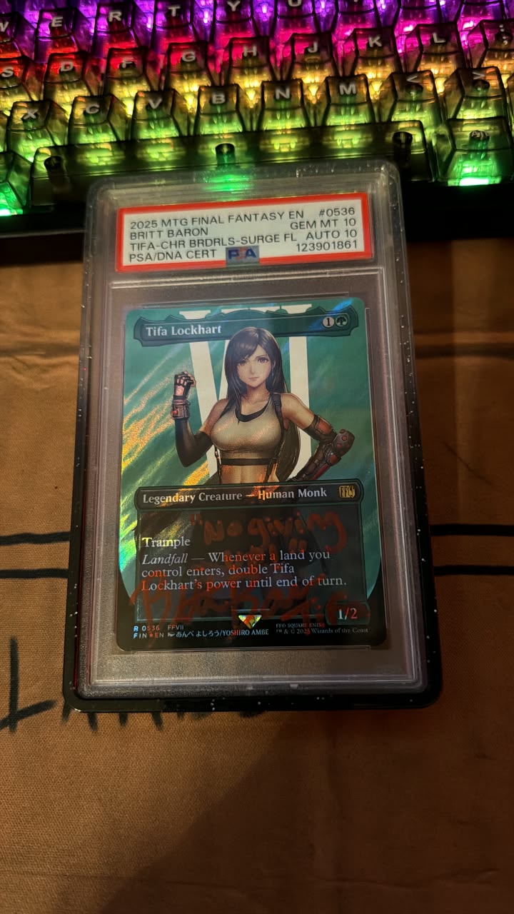 PSA 10 Surge Foil Tifa Lockhart Signed by Brit Baron for Lion's