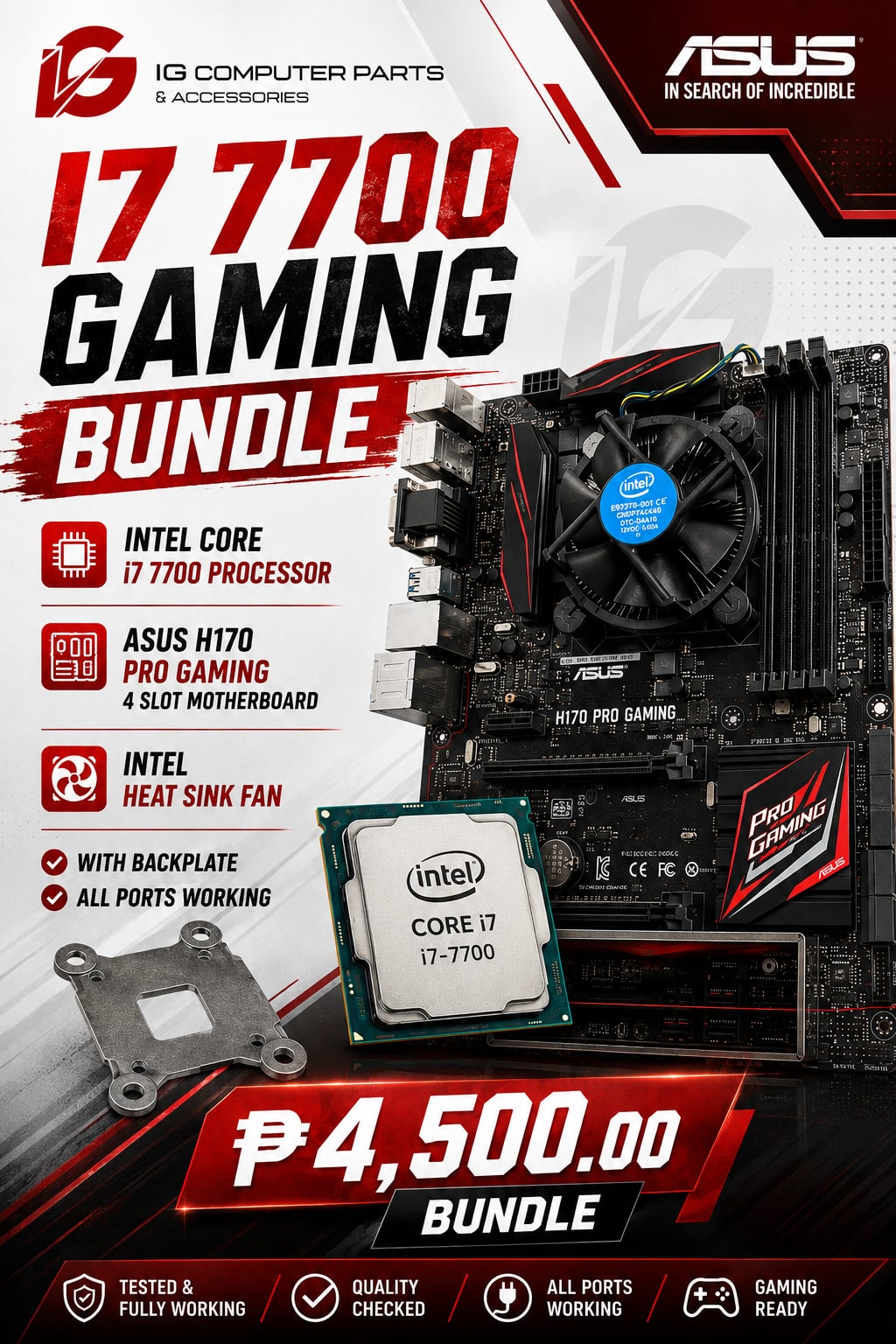 i7 7700とASUSのH170PRO Intel Core i7 7700 and Asus H170 Pro Gaming bundle for sale in