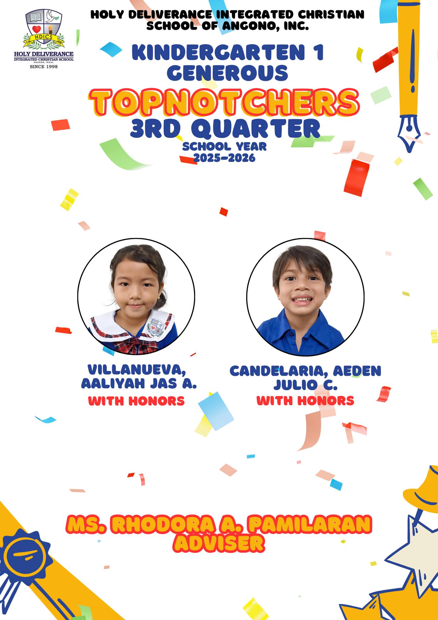 Congratulations to our 3rd Quarter Topnotchers 🎉📚 We joyfully ...