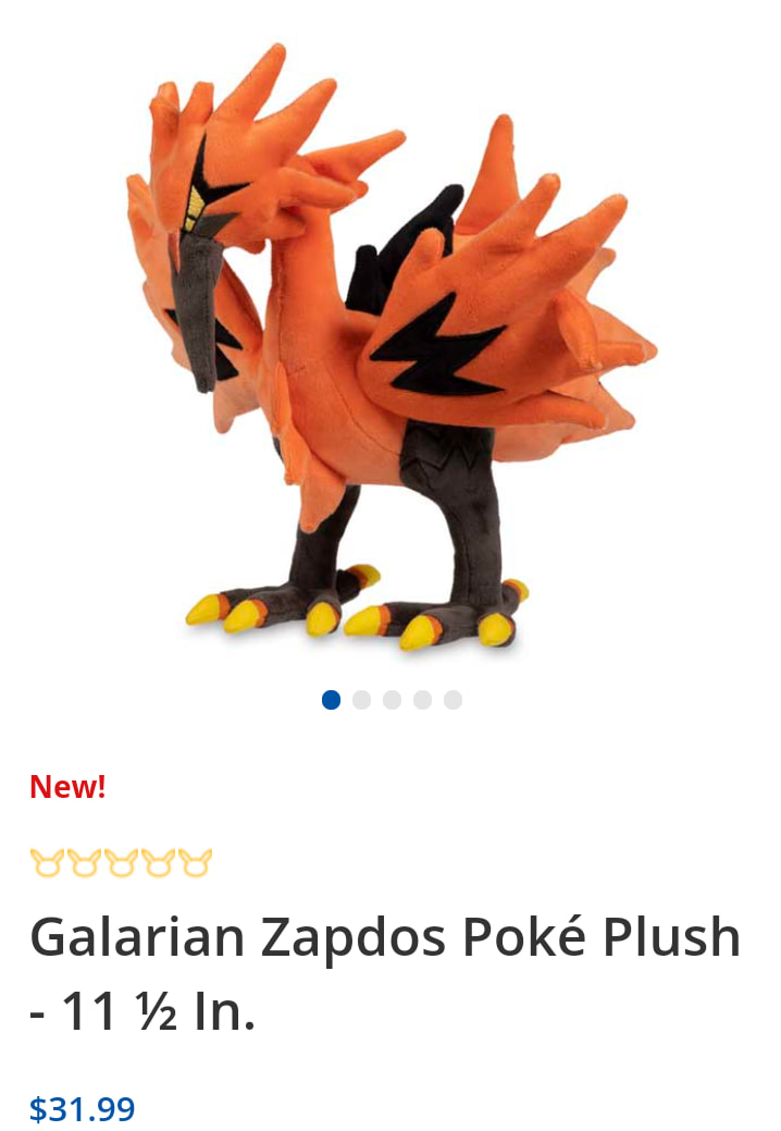 Pokemon Galarian Zapdos Articuno muñeco de peluche Kawaii brillante ho
