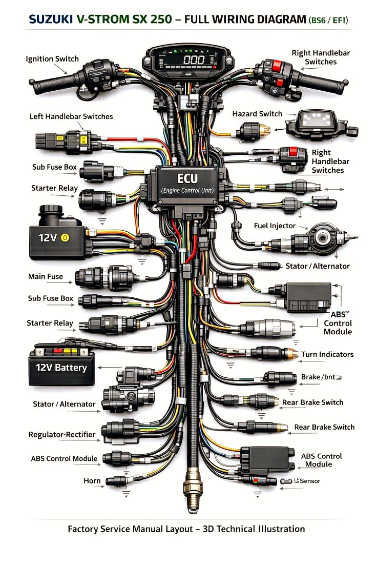 SUZUKI V-STROM SX 250 - FULL WIRING DIAGRAM