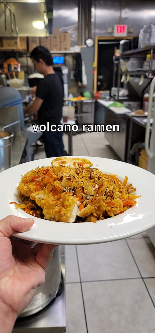 Thai Flavors - Volcano ramen - These noodles are very spicy! Stir-fried ...