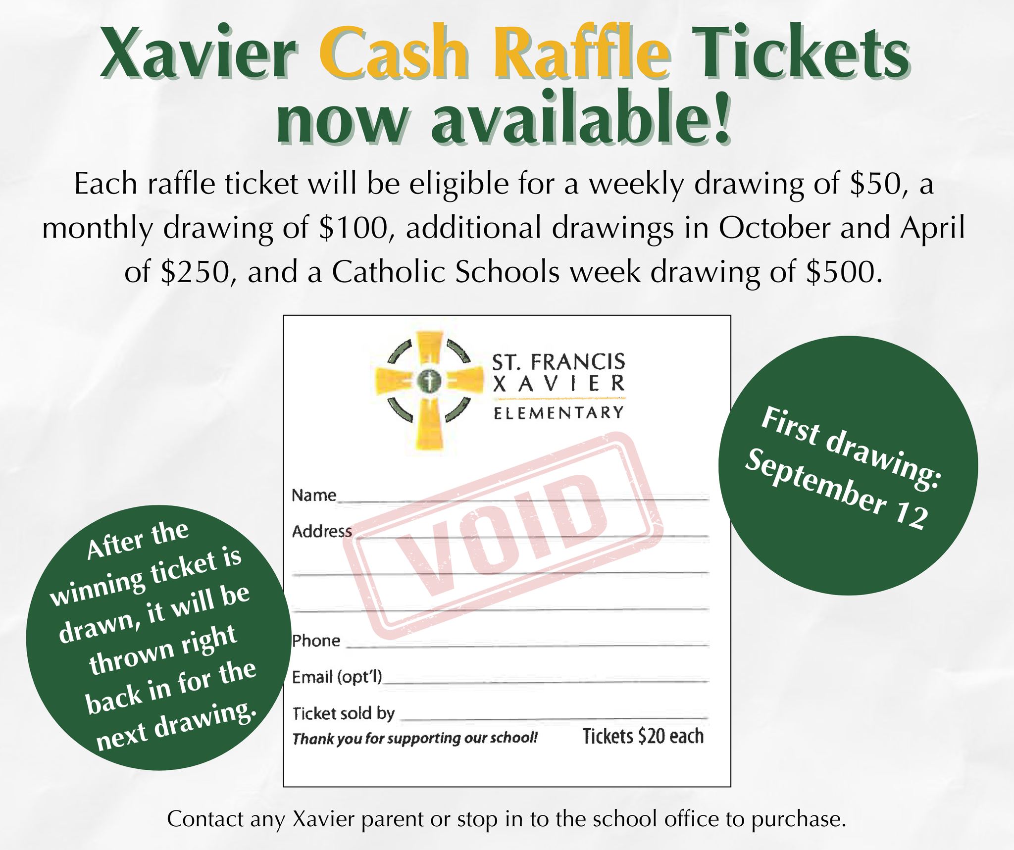 St. - 🎟️ Cash raffle tickets are now available! Tickets are $20/each ...