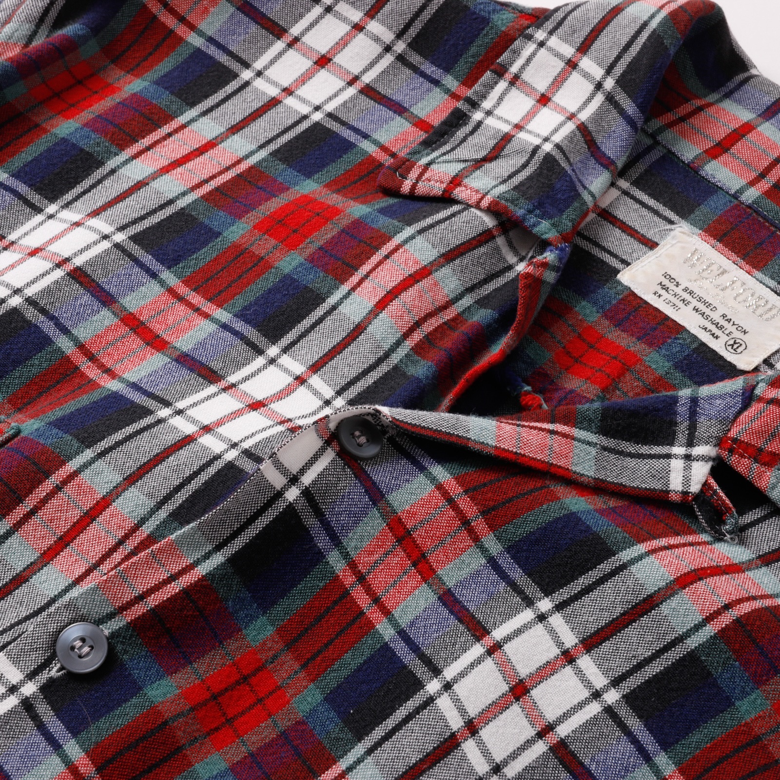 ??60s special Vintage rayon open collar check shirt mint 