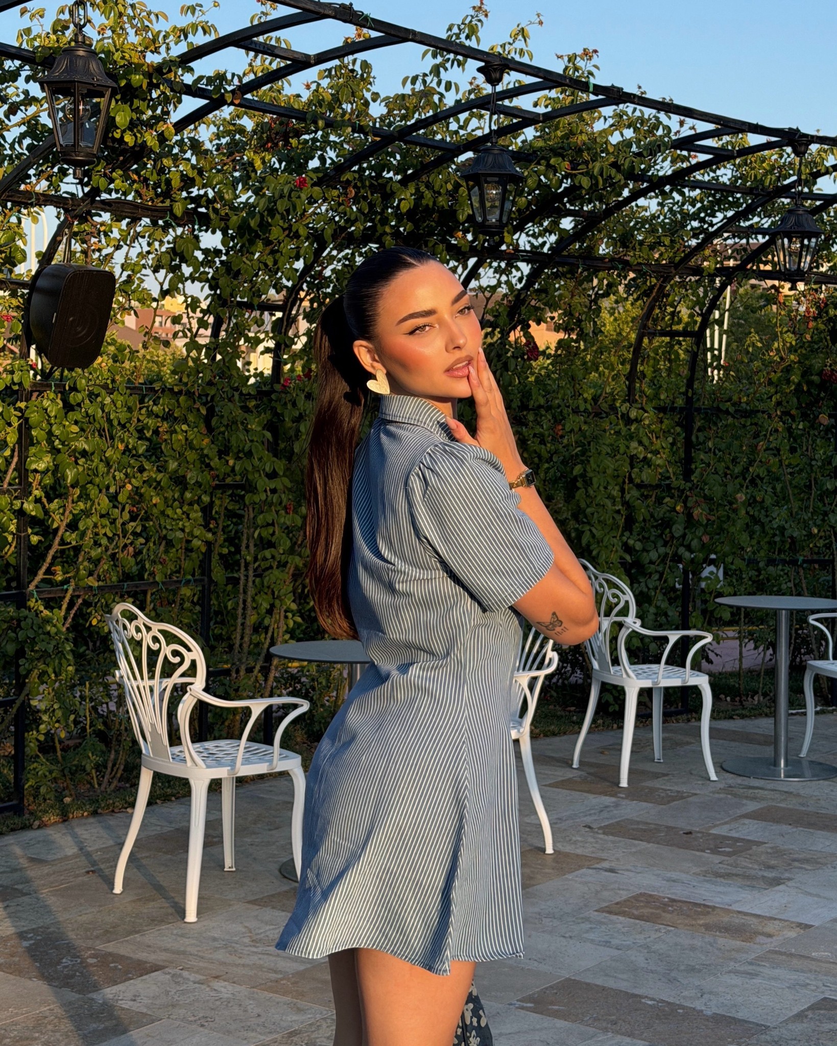 guayabera dress shirt Tejas Upgrade your warm Side Draped Gold Satin Color:Periwinkle Ombre freshly reduced